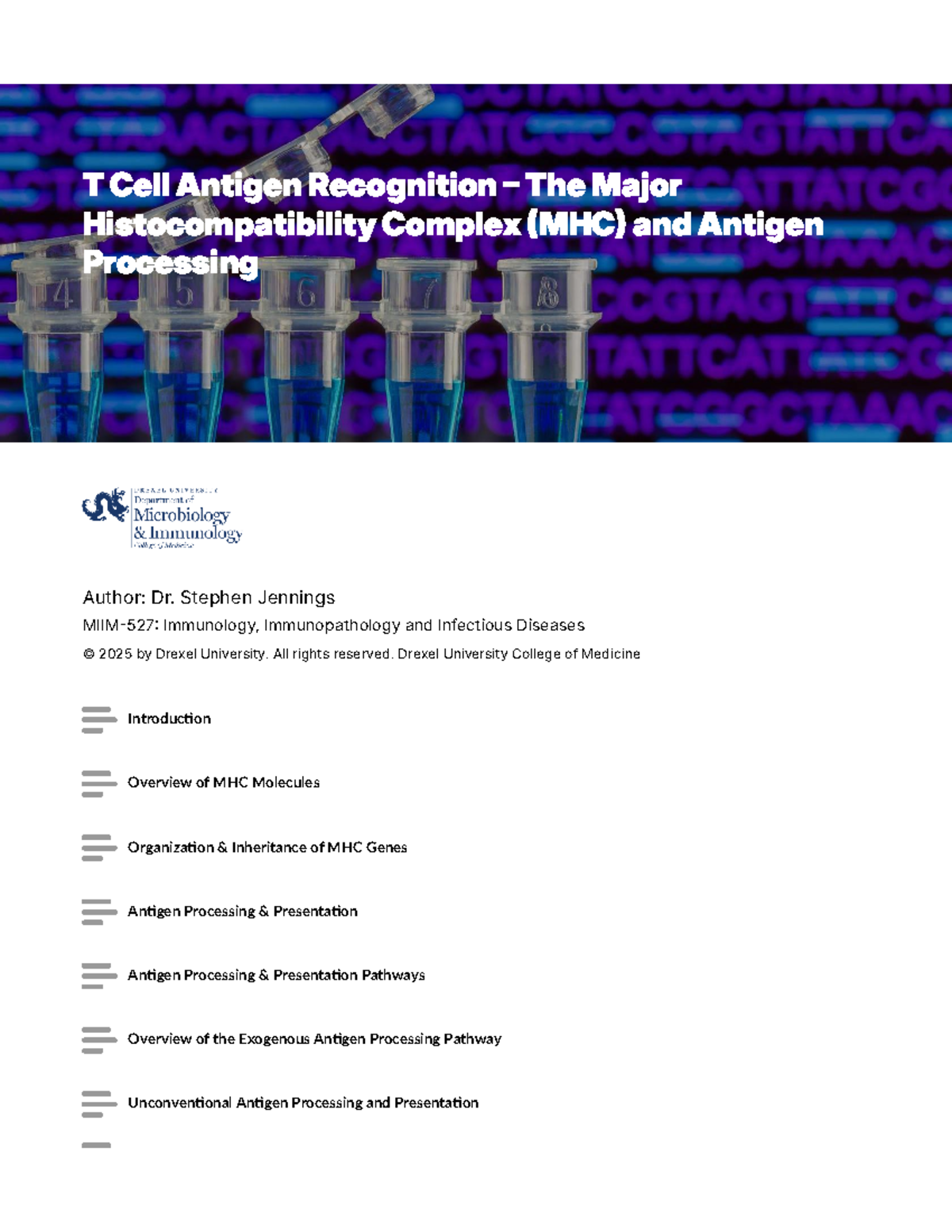 T Cell Antigen Recognition: MHC Class I & II Pathways Overview (MIIM ...