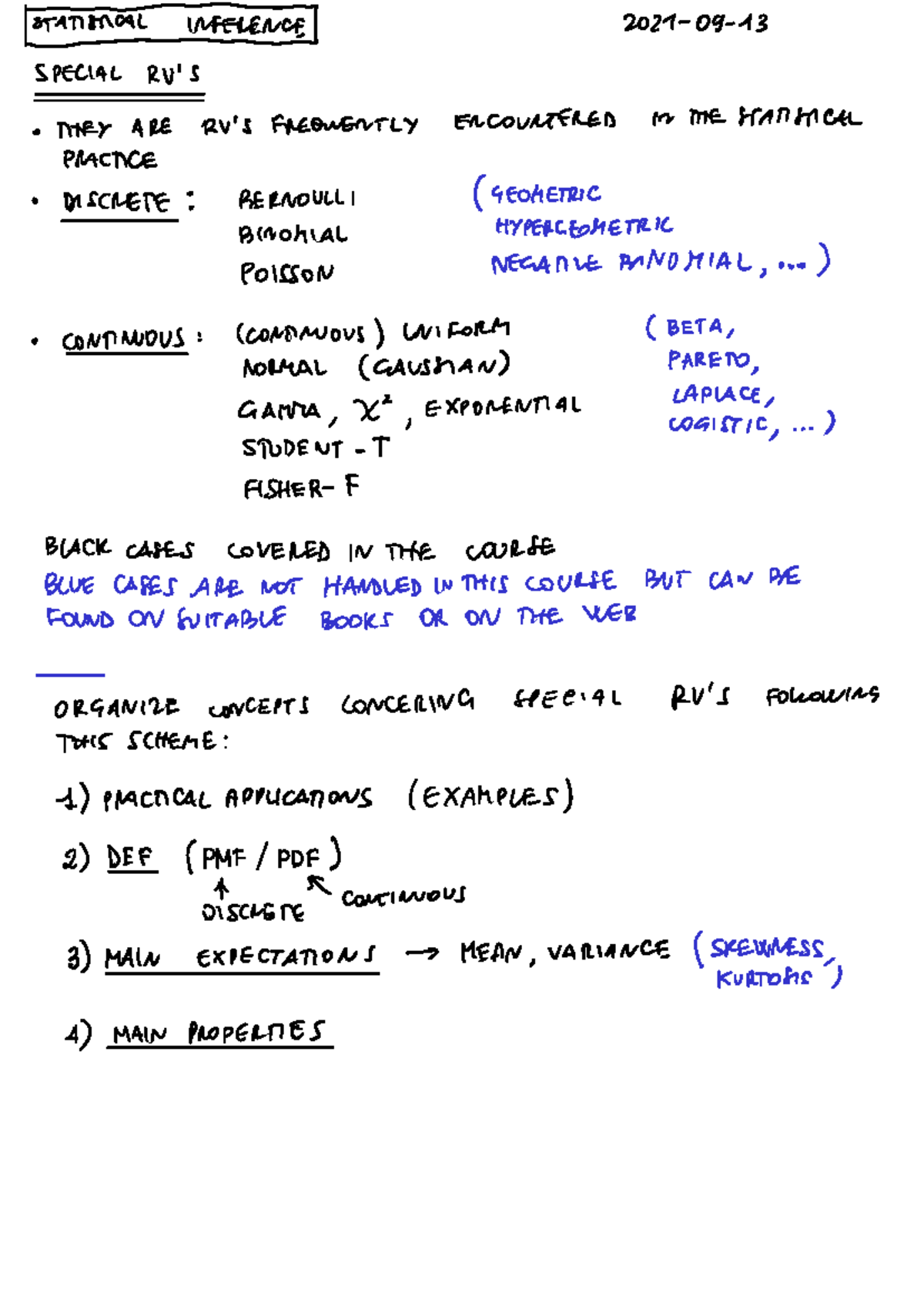 Statistical Inference Notes (SI) - Discrete & Continuous Distributions ...