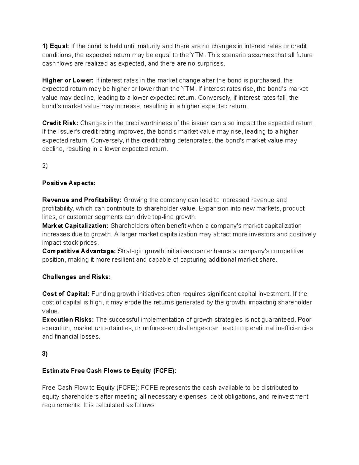 Capital - CS&FP Final Exam Notes on Bonds & Equity Valuation - Studeersnel