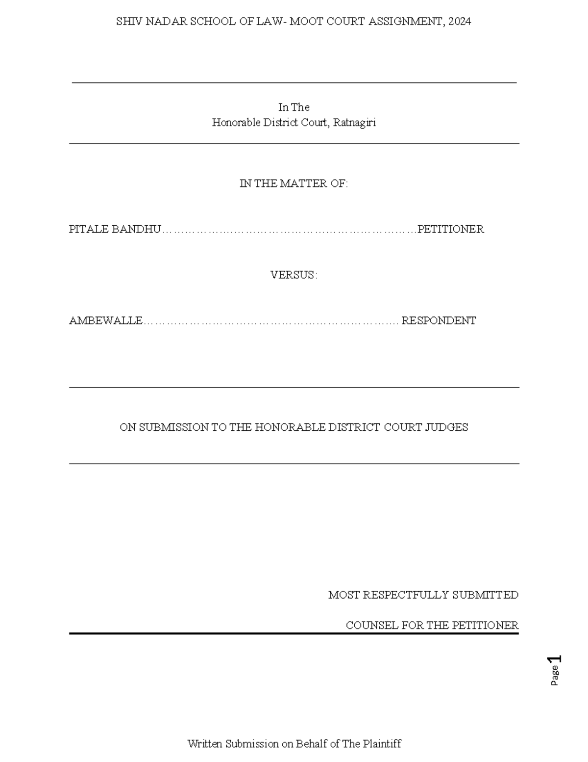 MOOT Court Assignment Memo - Analysis of Contract Validity (Legal ...