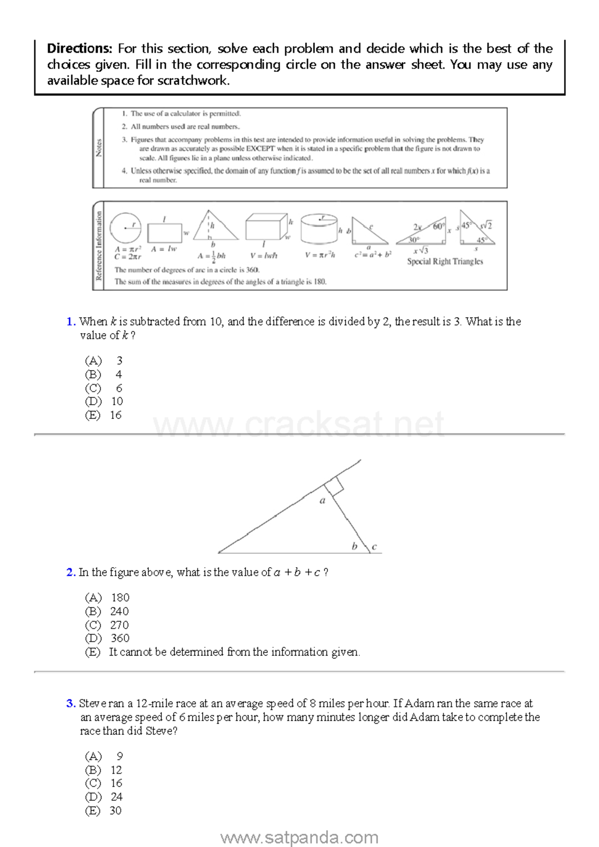 SAT Math Practice Test 3 Preparation Guide - Studocu