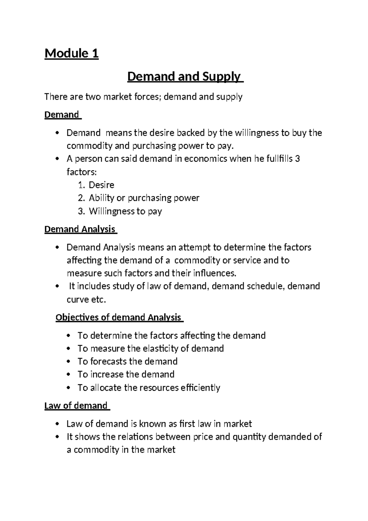 M2 Demand and Supply - Fundamentals of Demand Analysis - Studocu