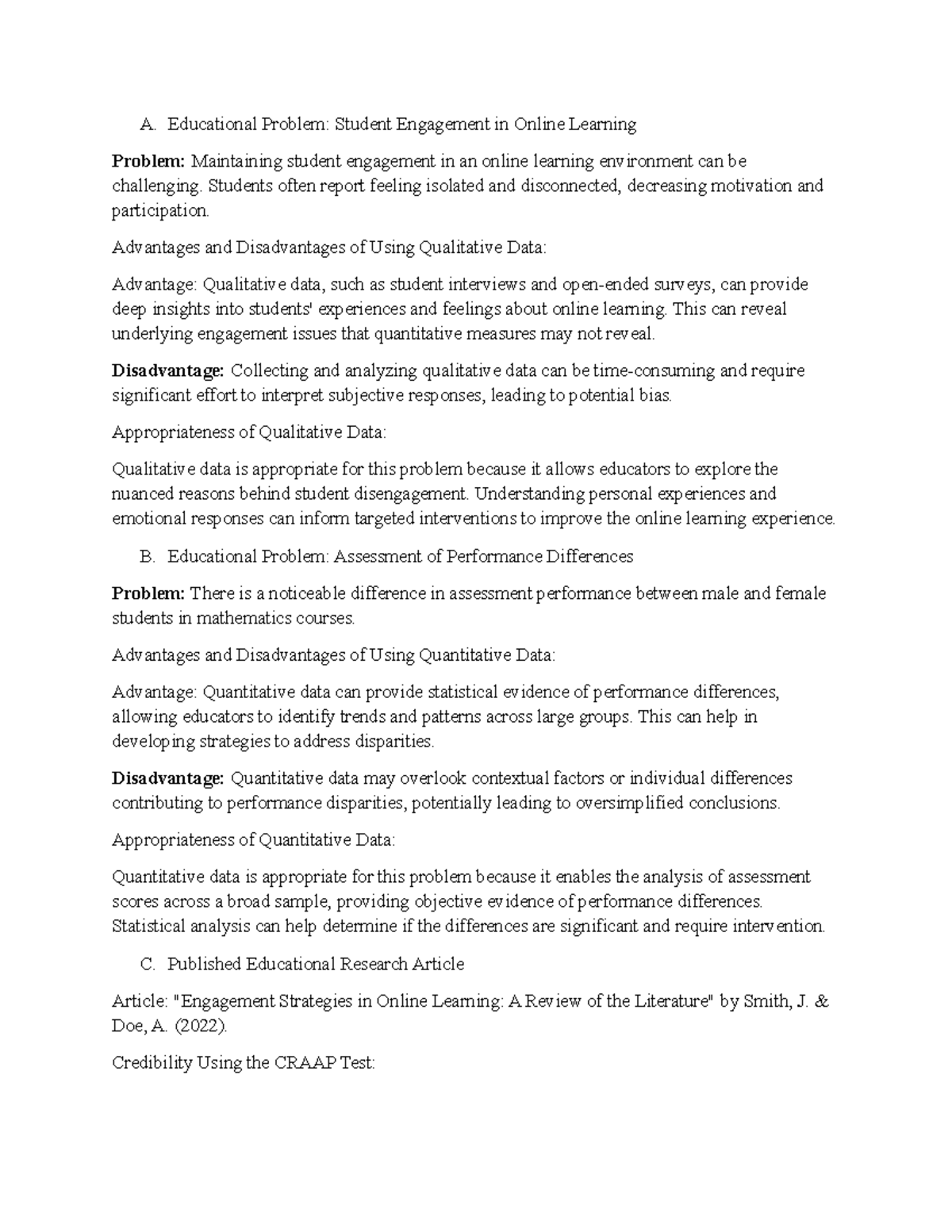 D179 Task 1: Analyzing Student Engagement in Online Learning - Studocu