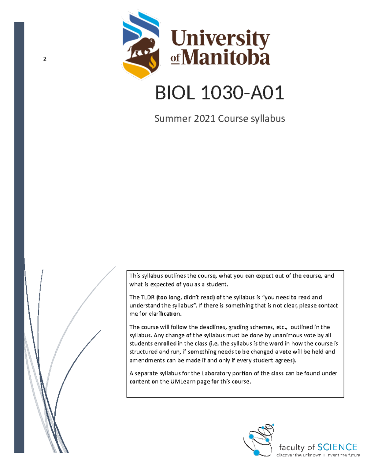 BIOL1030 - Summer 2021 Course Syllabus Overview - Studocu