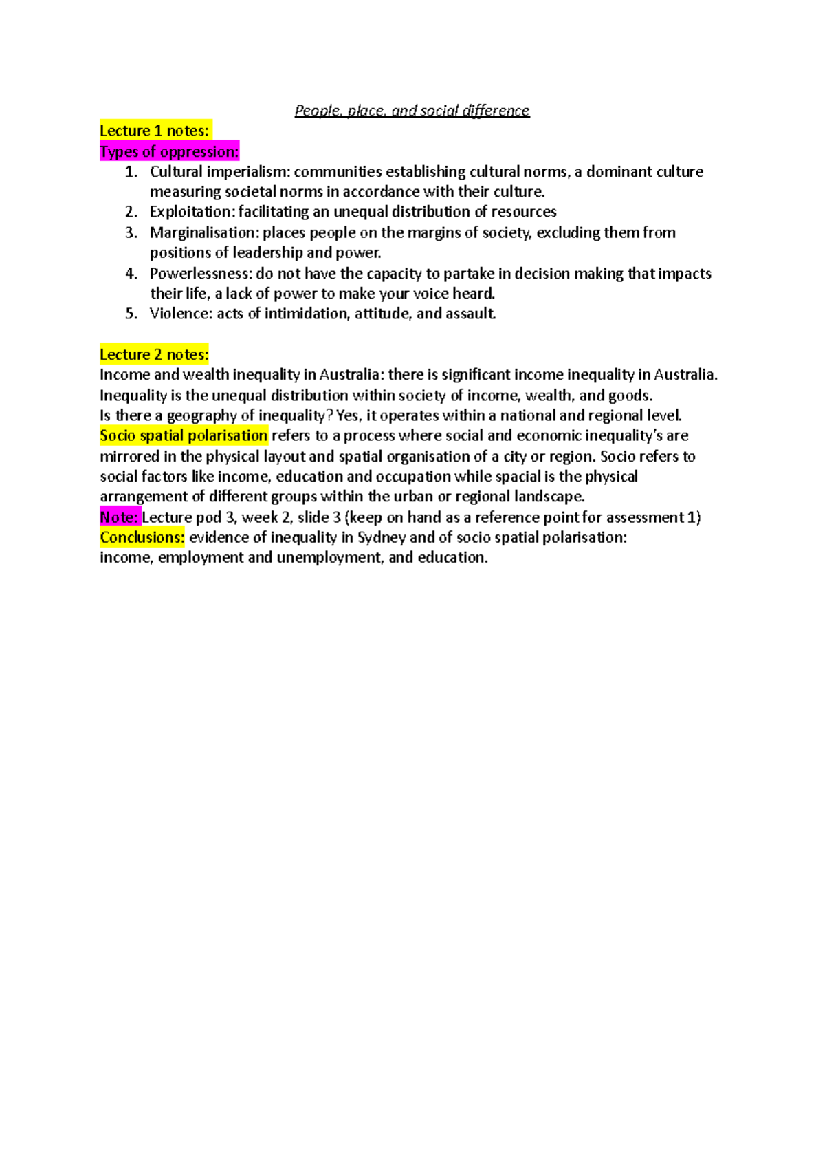 People, place and social differences notes - People, place, and social ...