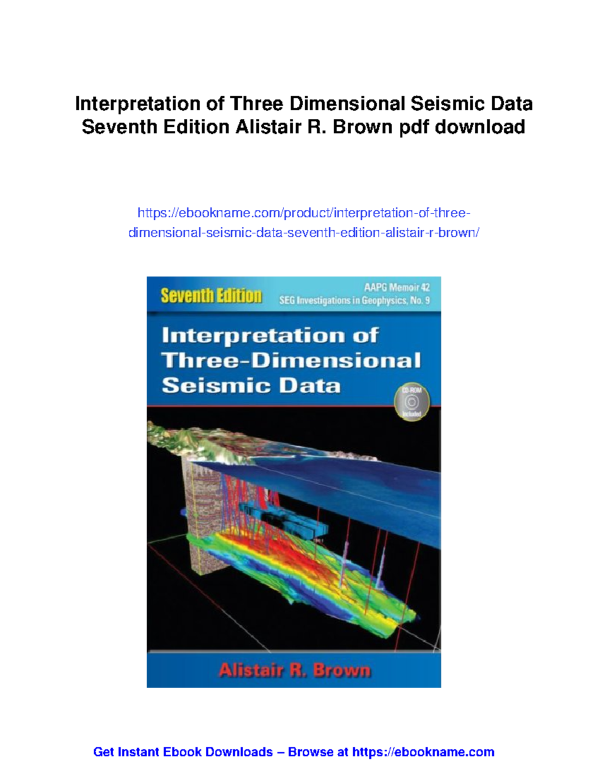 Interpretation of three dimensional seismic data (SEG 2295) seventh ...