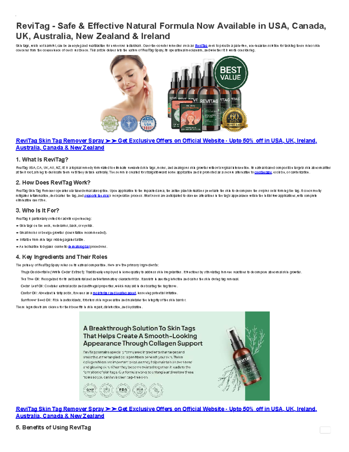 ReviTag Skin Tag Remover: Safe & Effective Natural Solution in USA, CA ...