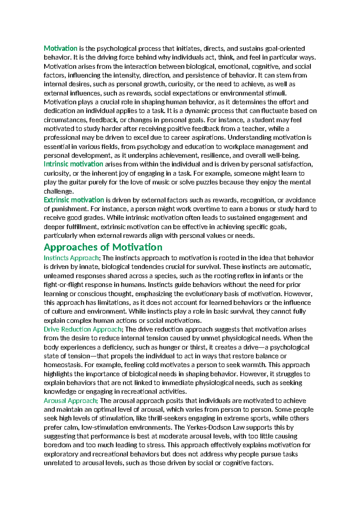Motivation & Emotion: Key Concepts and Theories (Course Code: 4) - Studocu