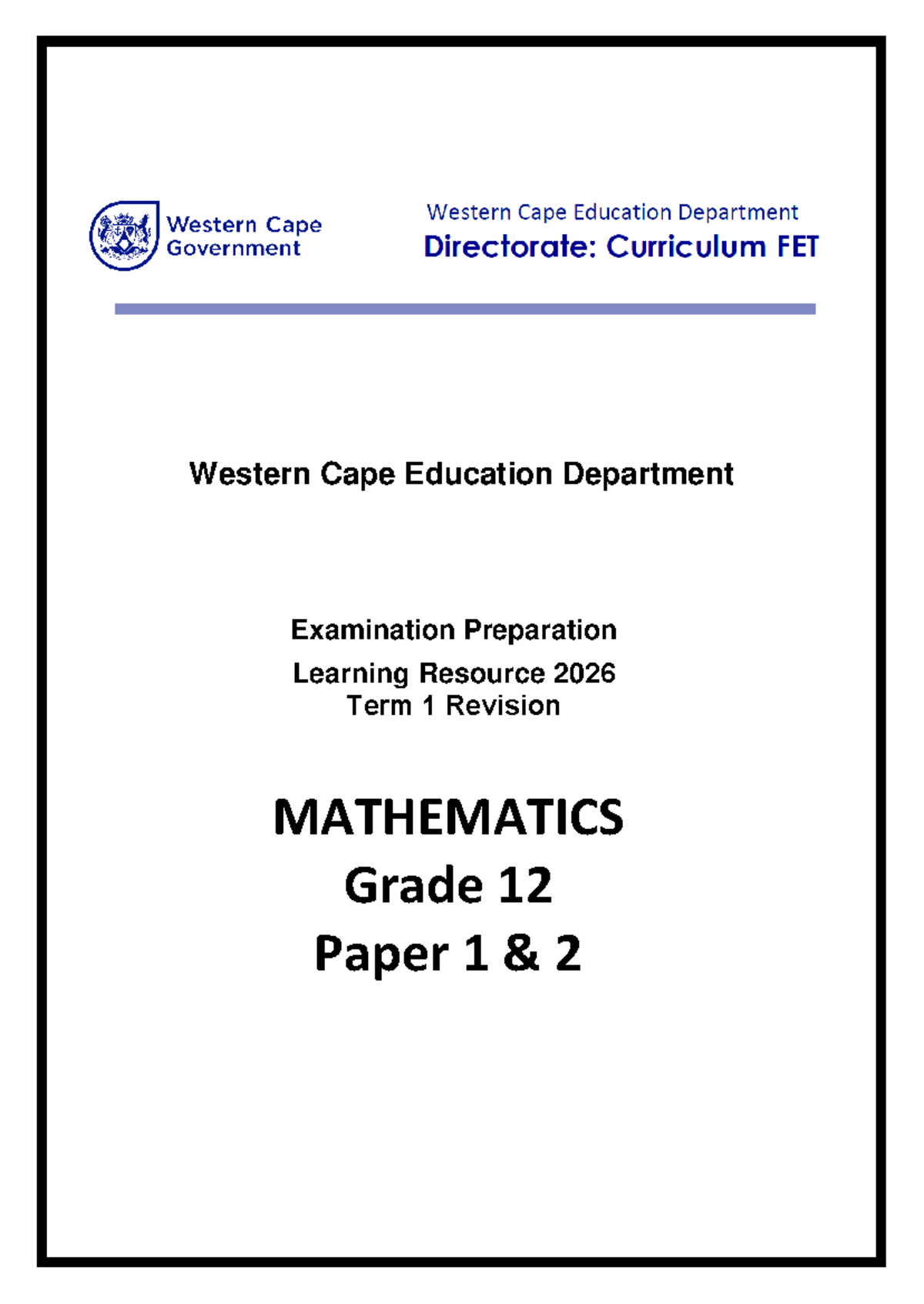 Mathematics Term Revision 2026: Grade 12 Term 1 Exam Prep - Studocu