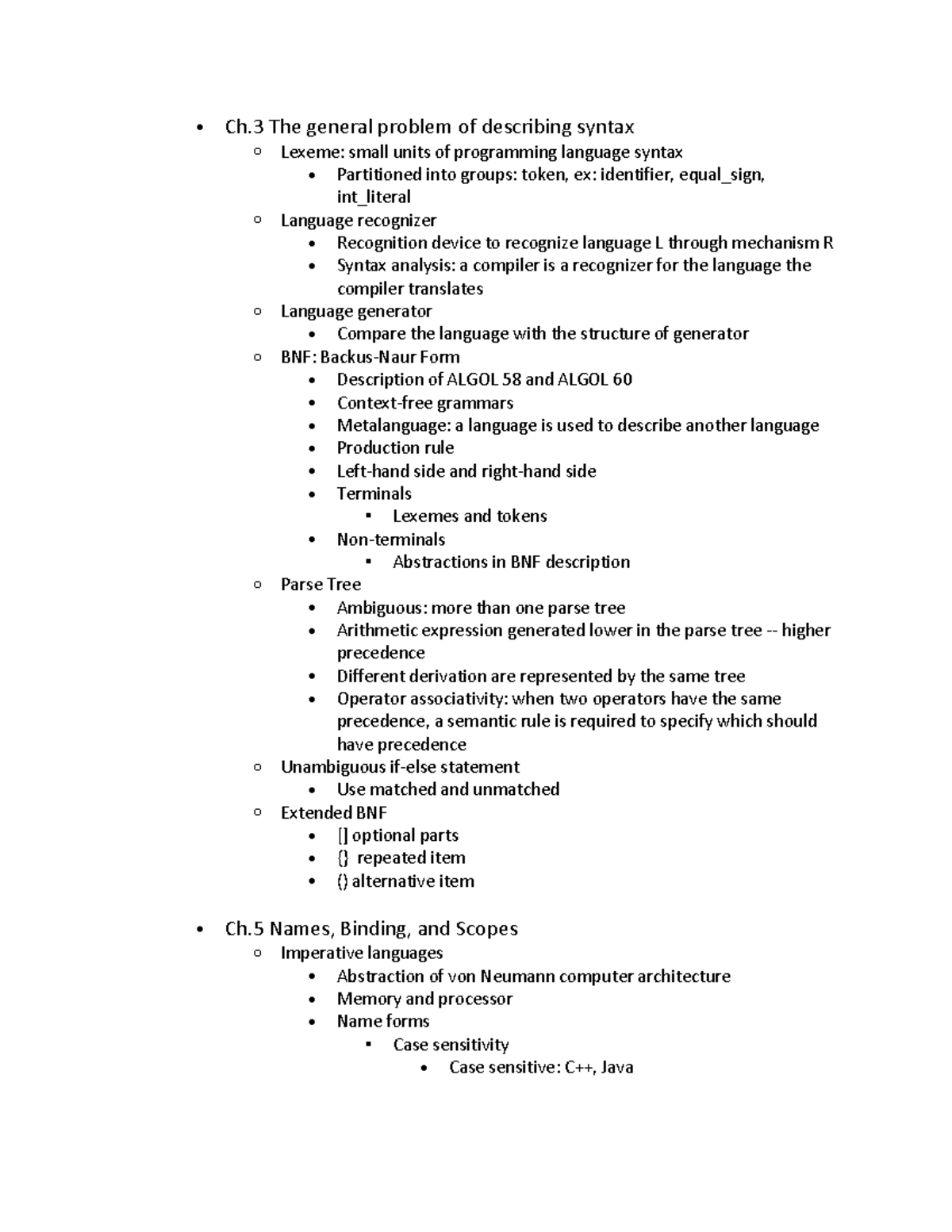 CS 3270 Syntax and Scope Review Quiz 2 Notes - Studocu