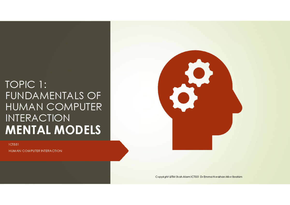 ICT551 Lecture Notes: Understanding Mental Models in HCI - Studocu