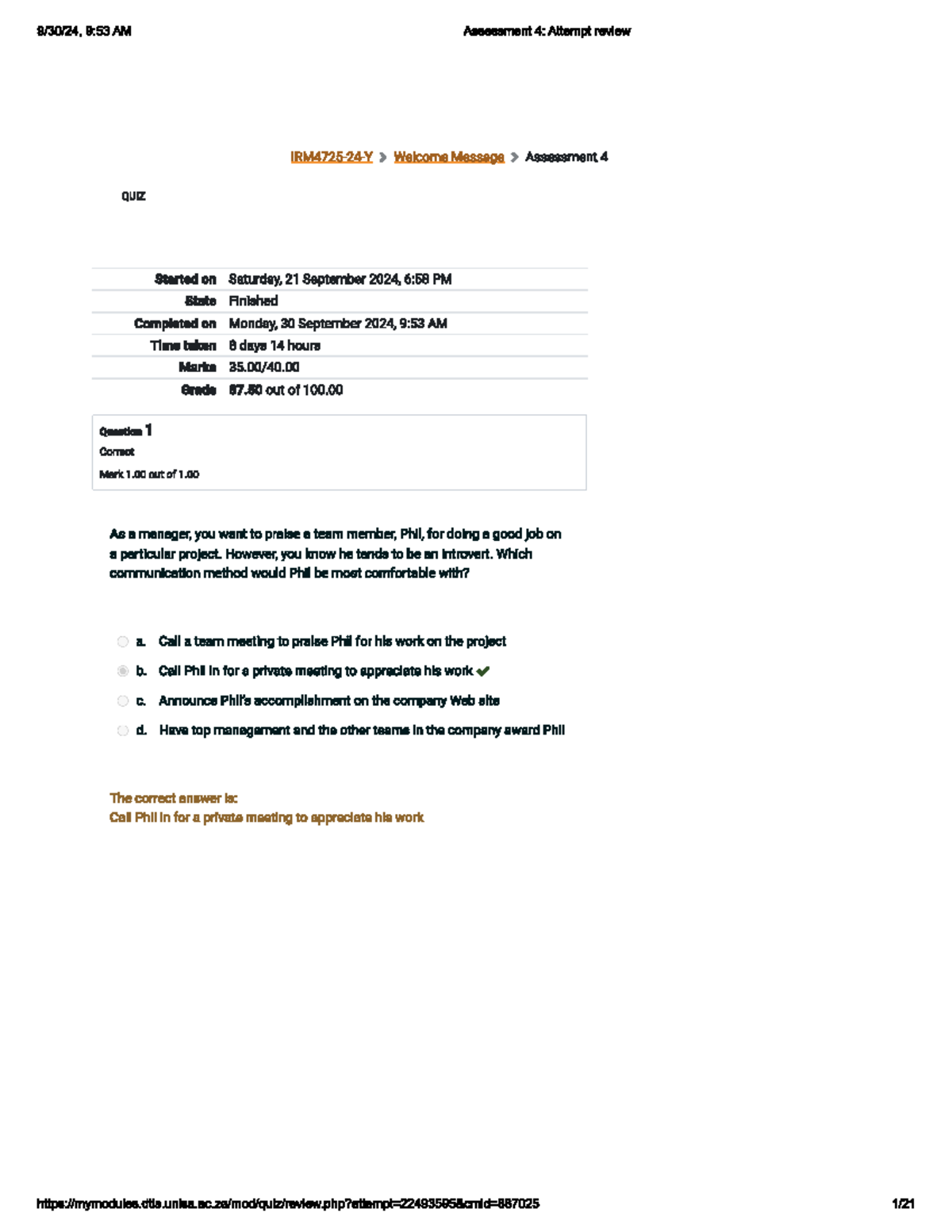 Assignment 4: Quiz Review and Key Insights on Project Management - Studocu