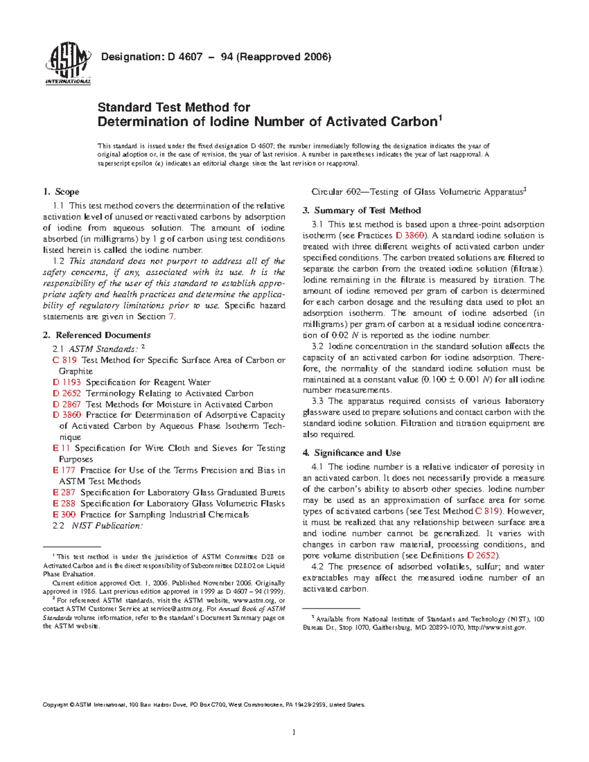 ASTM D4607 Standard Test Method for Iodine Number in Activated Carbon ...