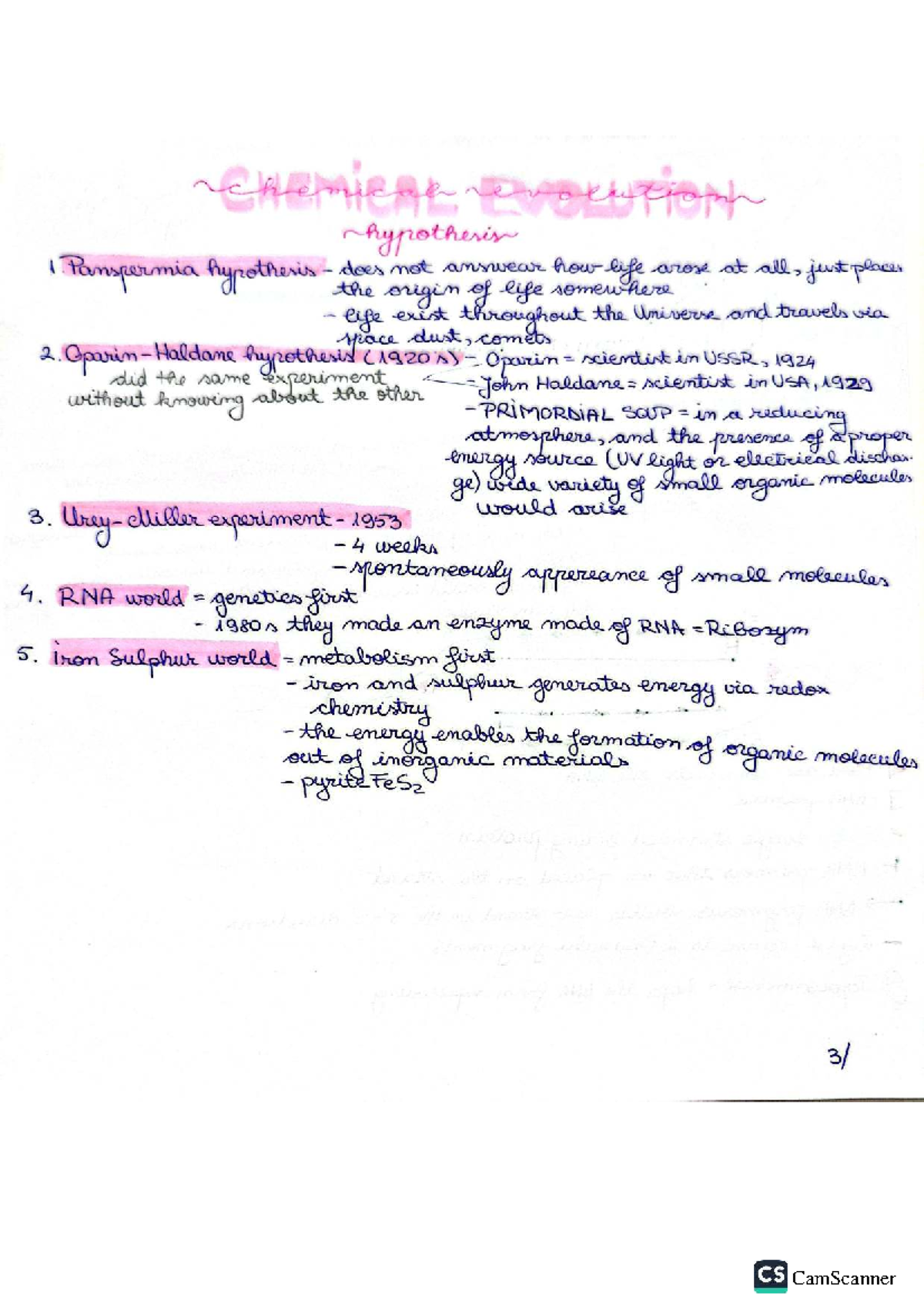 Chemical Evolution - Lecture Summary on Hypotheses and Experiments ...