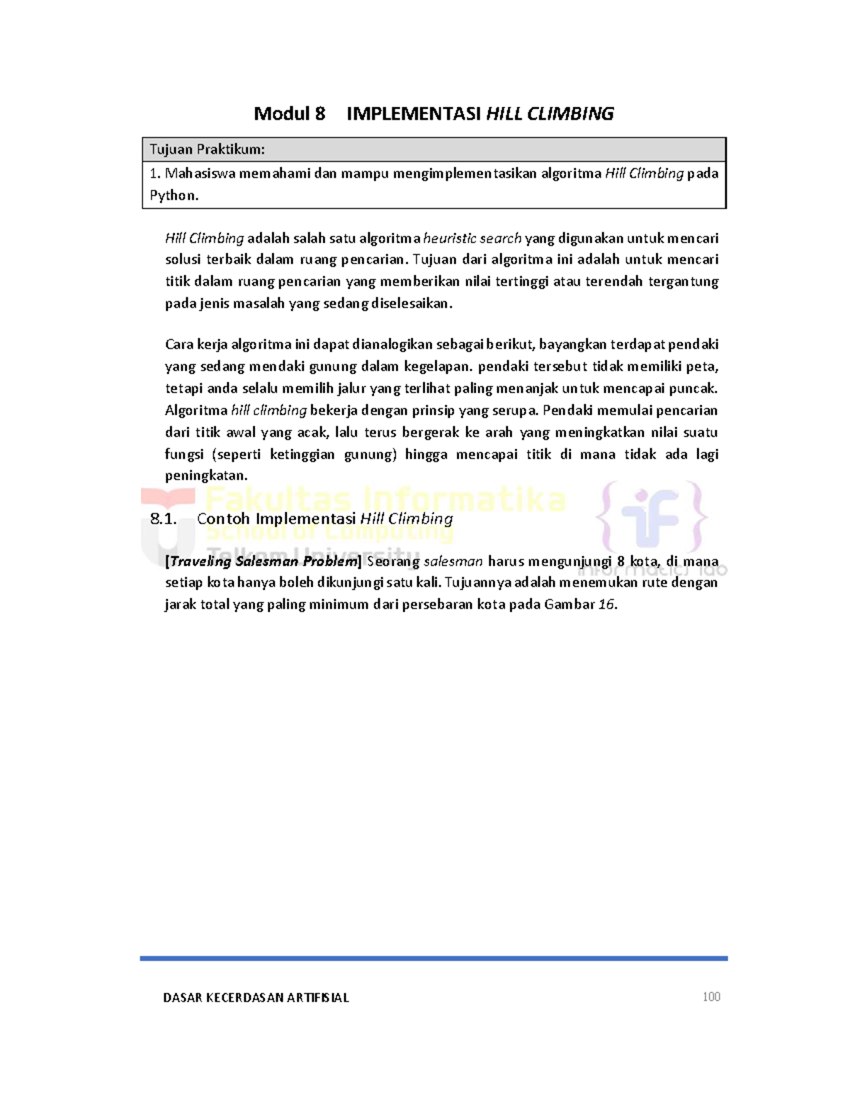 Modul 8: Implementasi Algoritma Hill Climbing dalam Python - Studocu