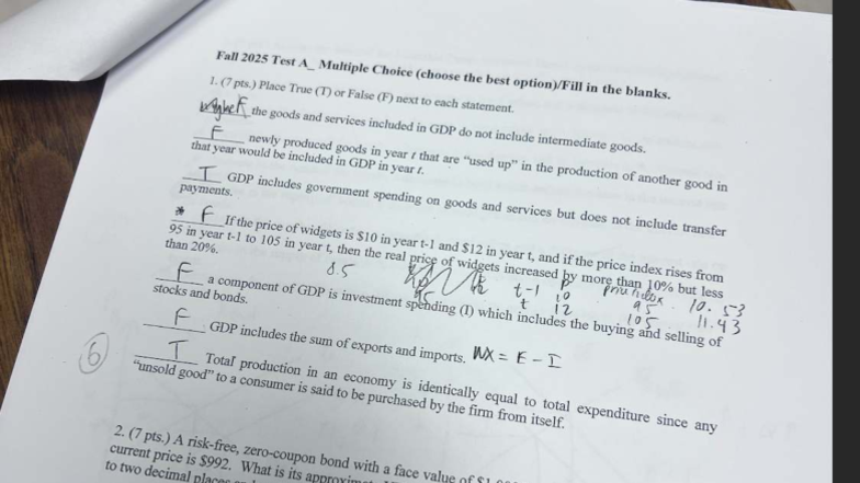 Econ 160 - Fall 2025 Test A: Multiple Choice Answers - Studocu