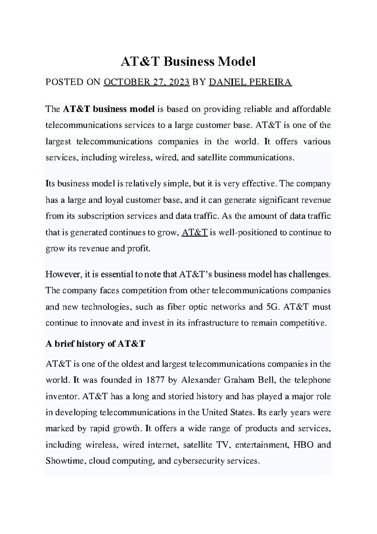 Case AT&T cho sinh vien - TRuyền thông quốc tế - AT&T Business Model ...