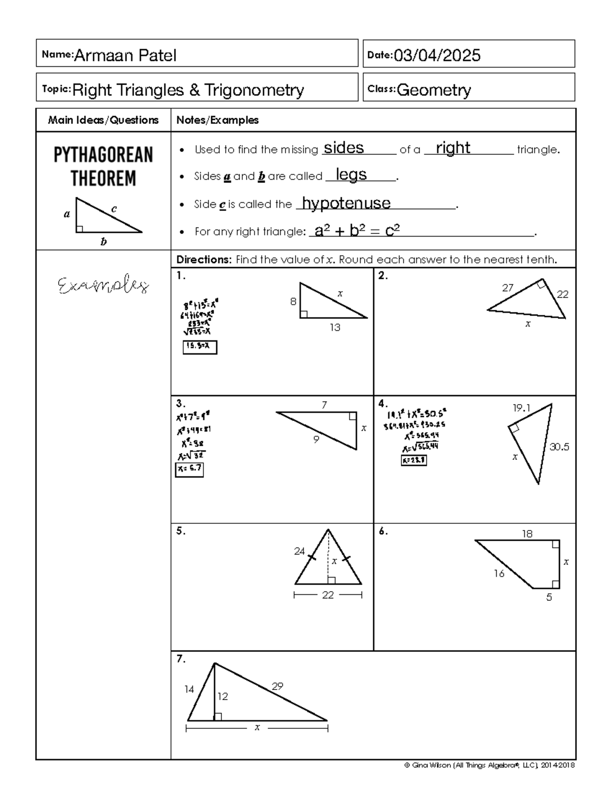 Unit 8: Right Triangles & Trigonometry Homework Assignments - Studocu