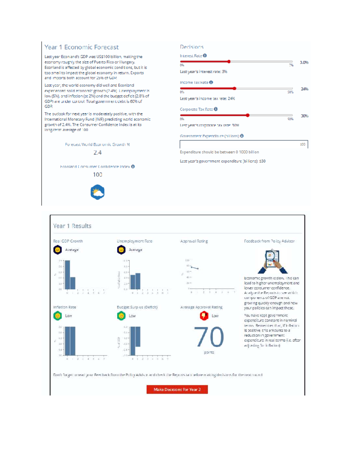 Eco202 Year 1-7 Economic Forecast Simulation Results - Studocu