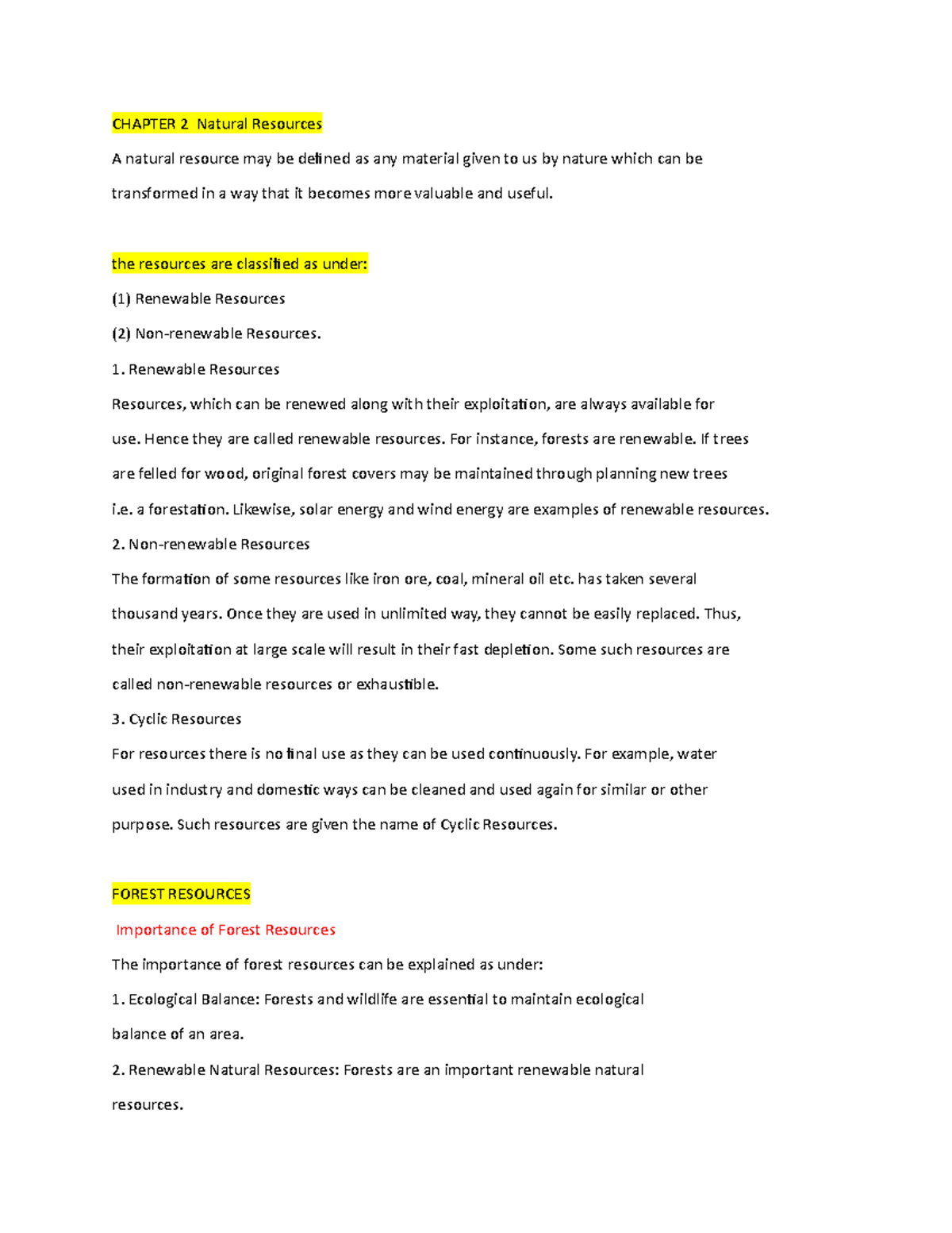 Chapter 2: Natural Resources - Types, Importance & Deforestation Issues ...
