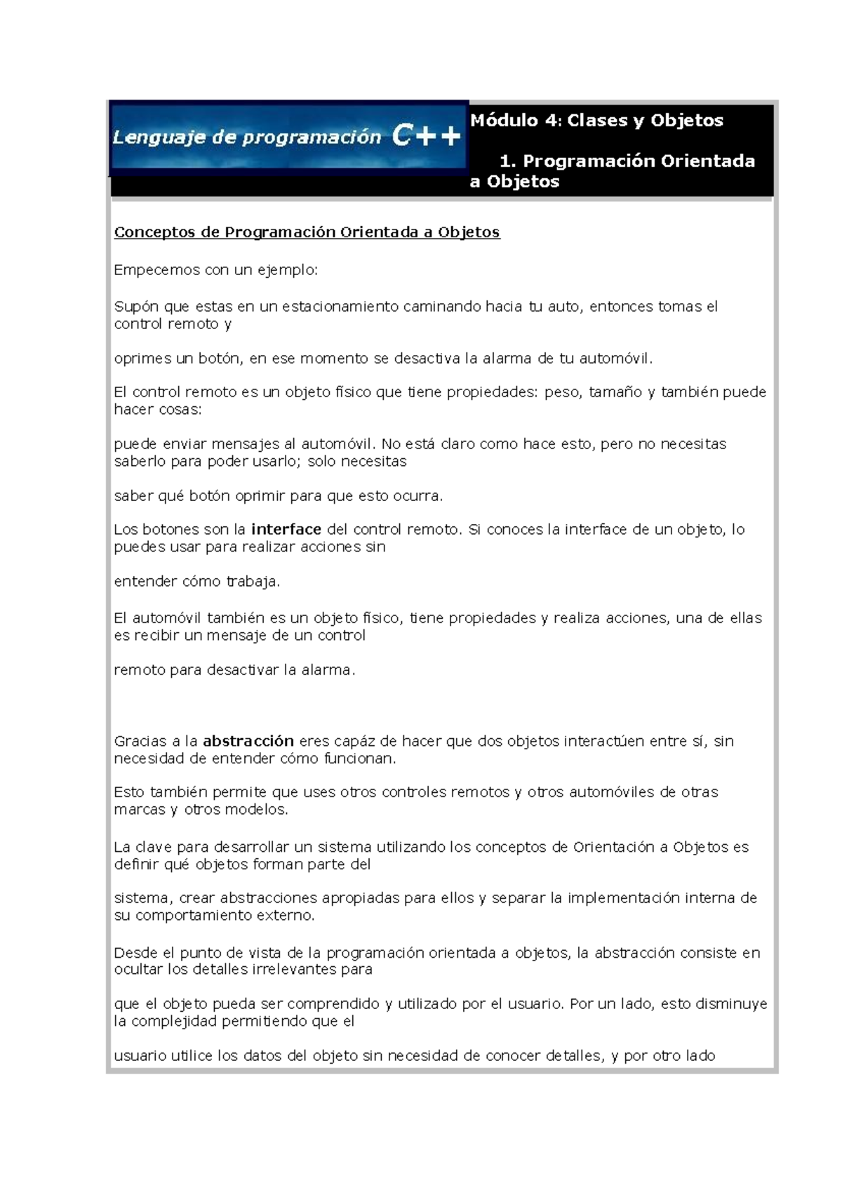 Módulo 4.1: Clases y Objetos en Programación Orientada a Objetos - Studocu