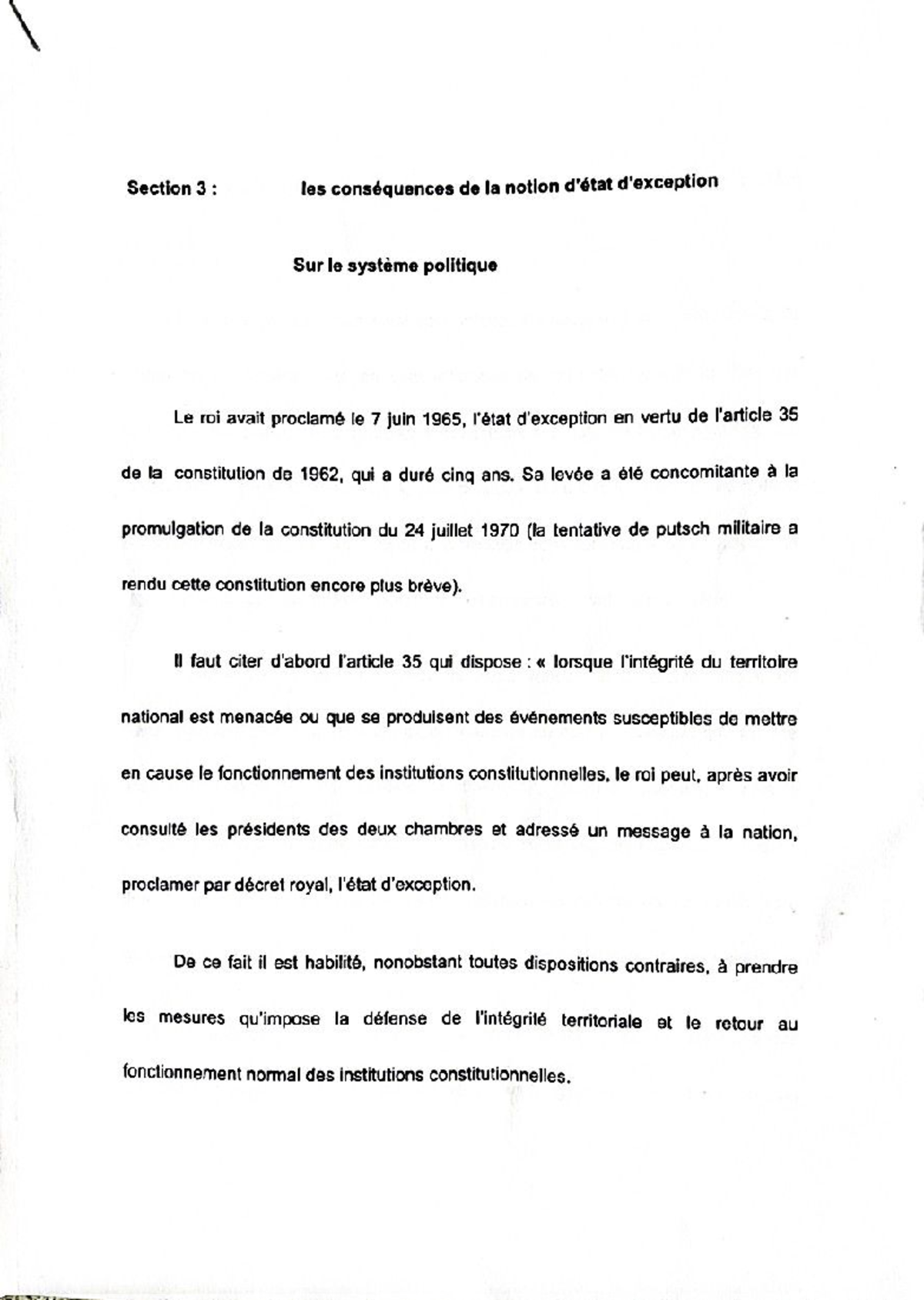 Section 3 : Conséquences de l'Article 35 de la Constitution de 1962 ...
