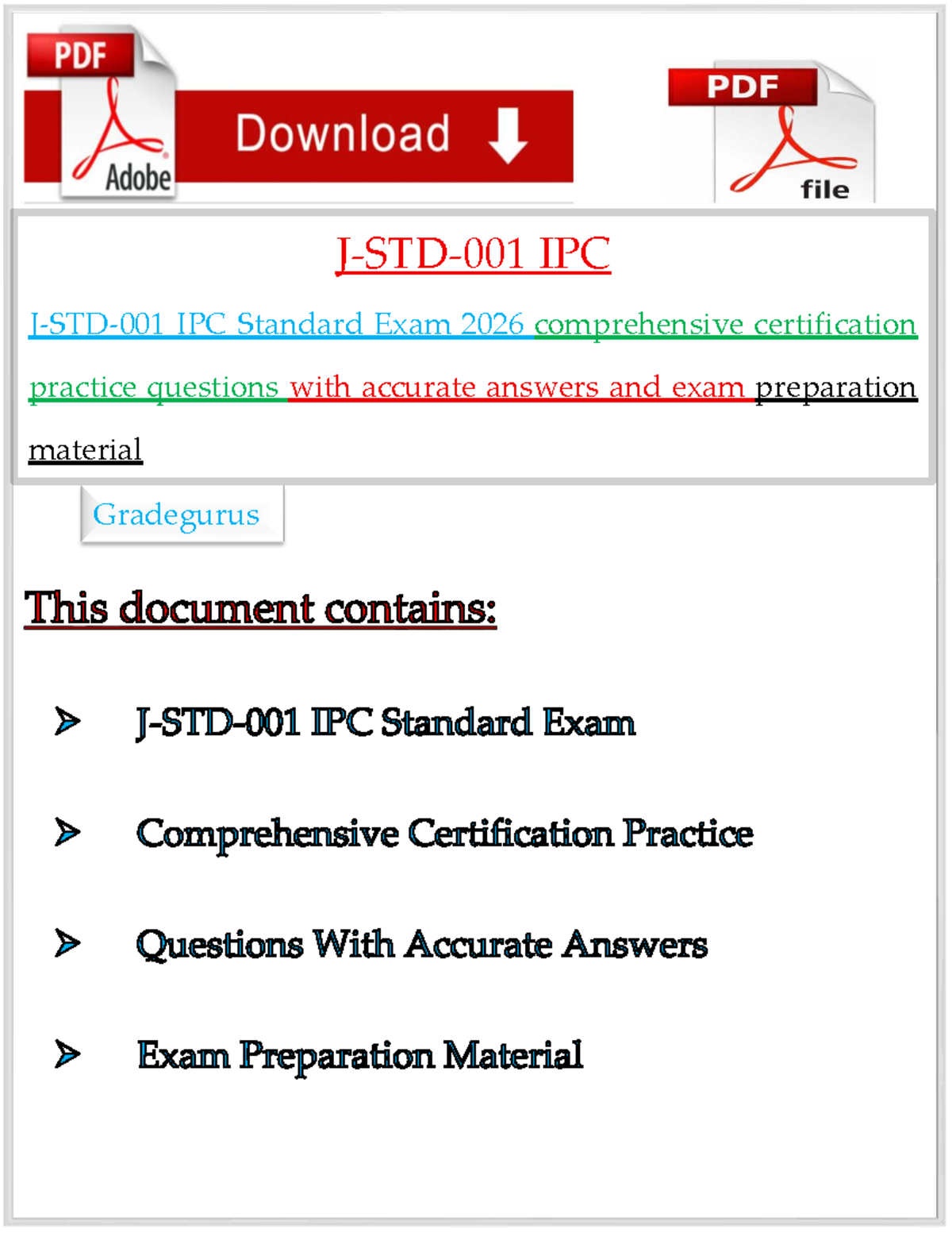 J-STD-001 IPC Standard Exam 2026 Study Guide & Practice Questions - Studocu