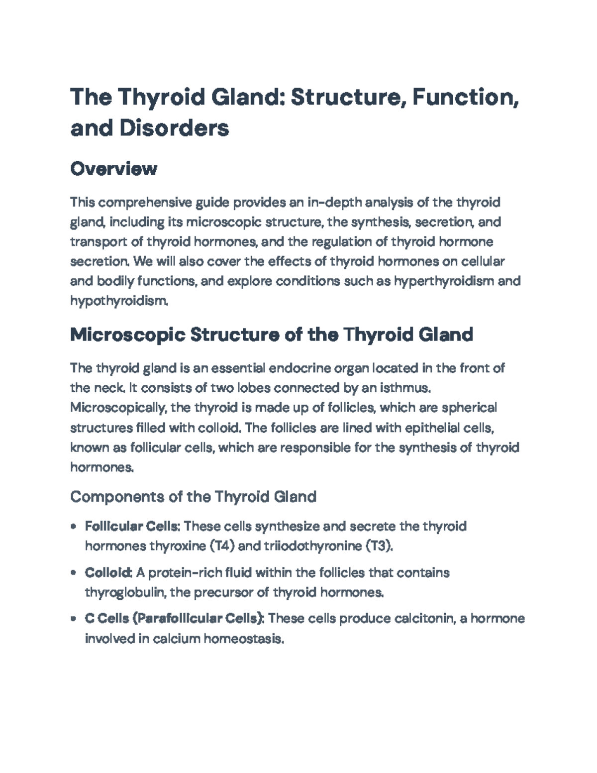 Thyroid Gland Overview: Structure, Functions & Disorders Analysis - Studocu