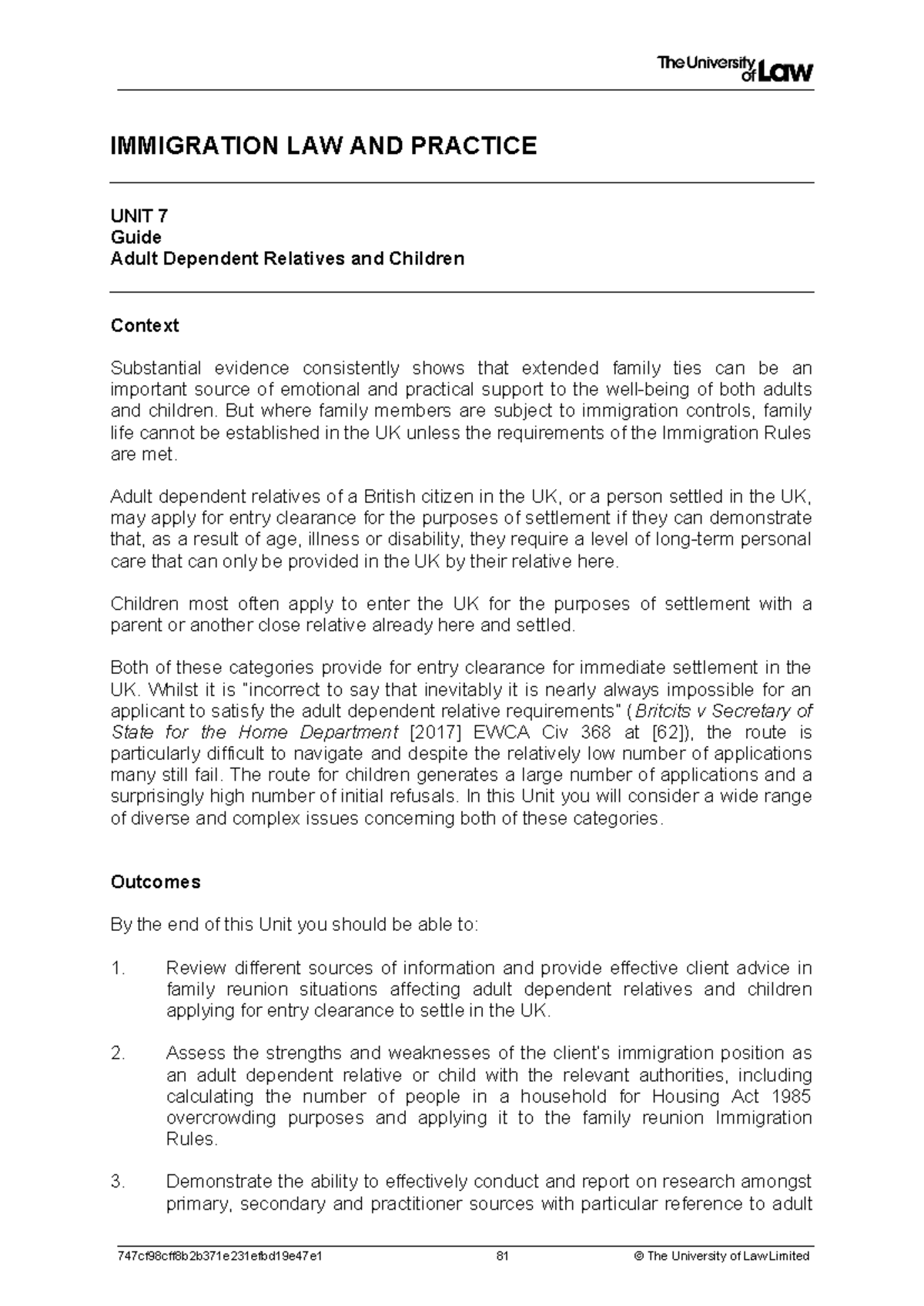2324 imm ws07 ce01 guide t - IMMIGRATION LAW AND PRACTICE UNIT 7 Guide ...