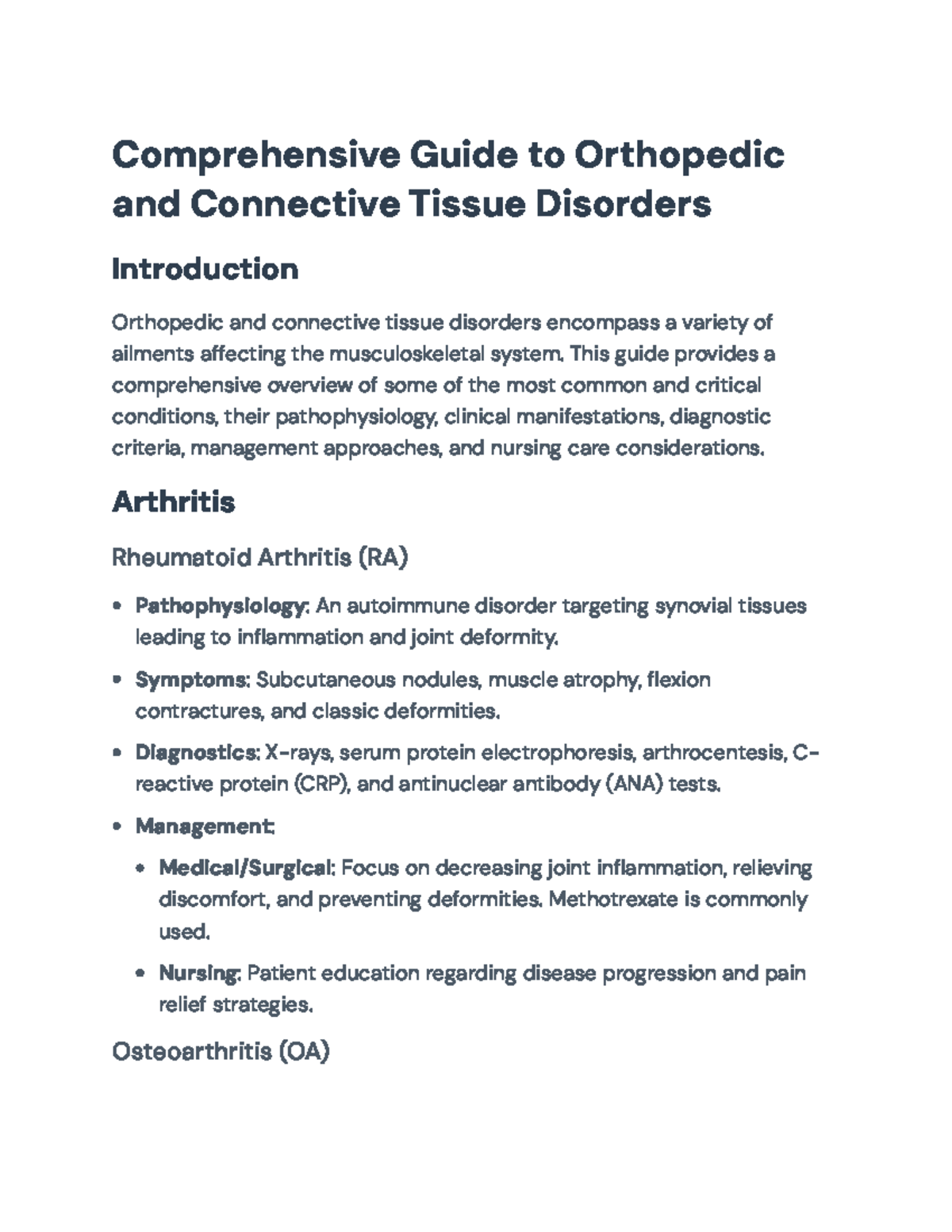 Comprehensive Overview of Orthopedic and Connective Tissue Disorders ...