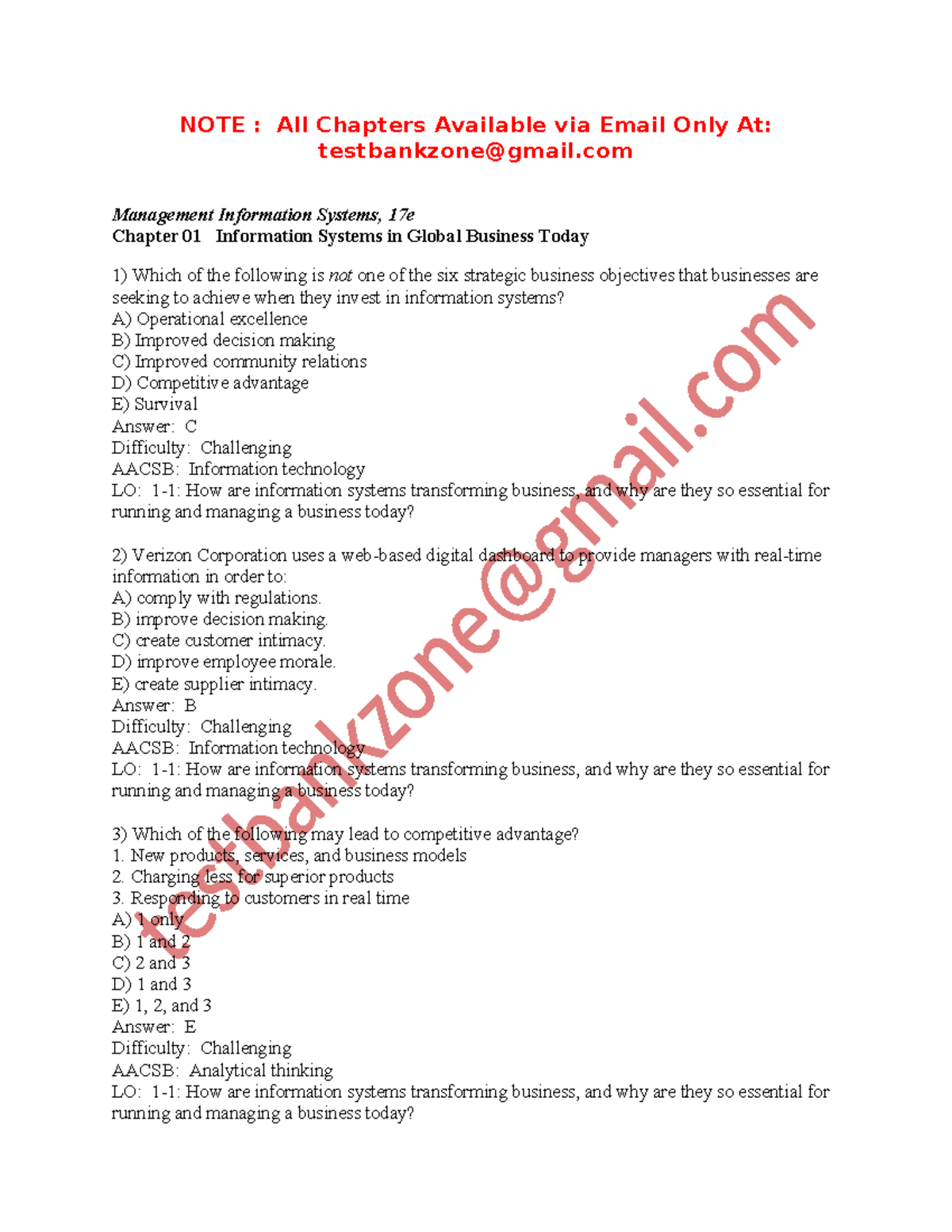 Solutions for Management Information Systems (MIS) 17e - Test Bank ...