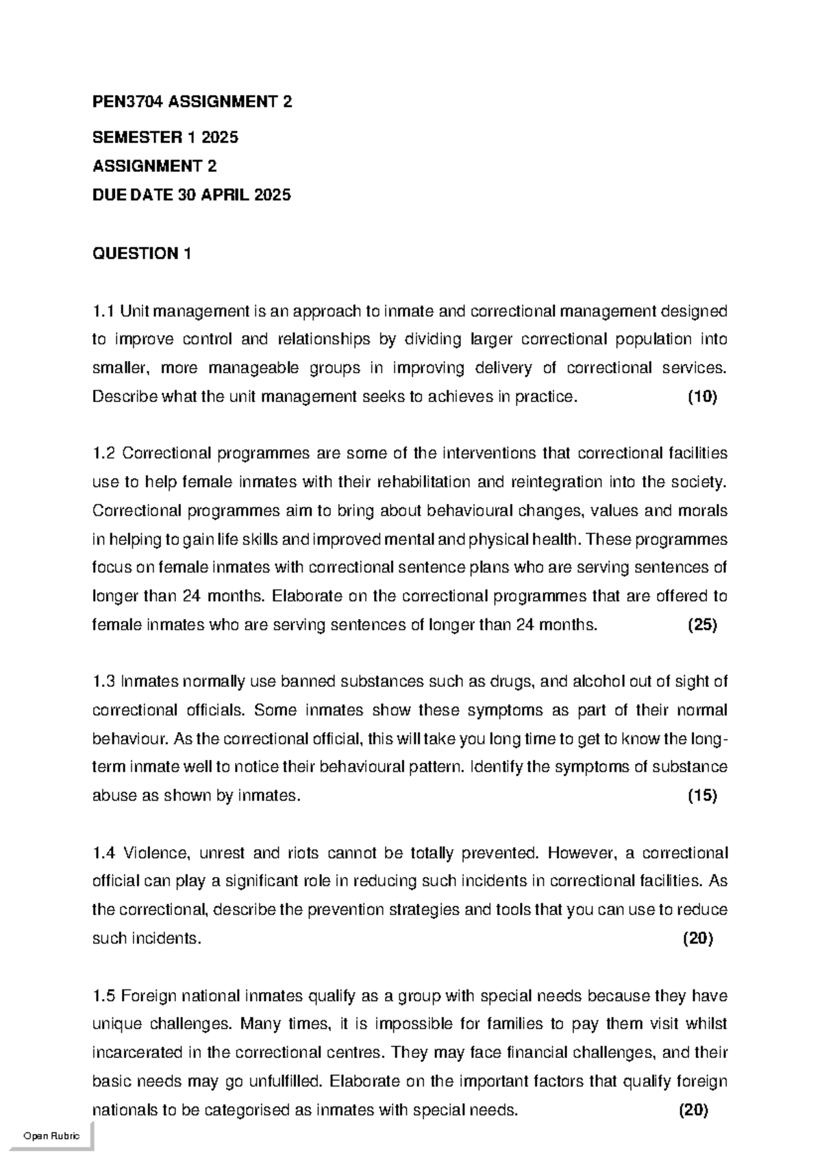 PEN3704 Semester 1: Assignment 2 Analysis & Key Topics (2025) - Studocu
