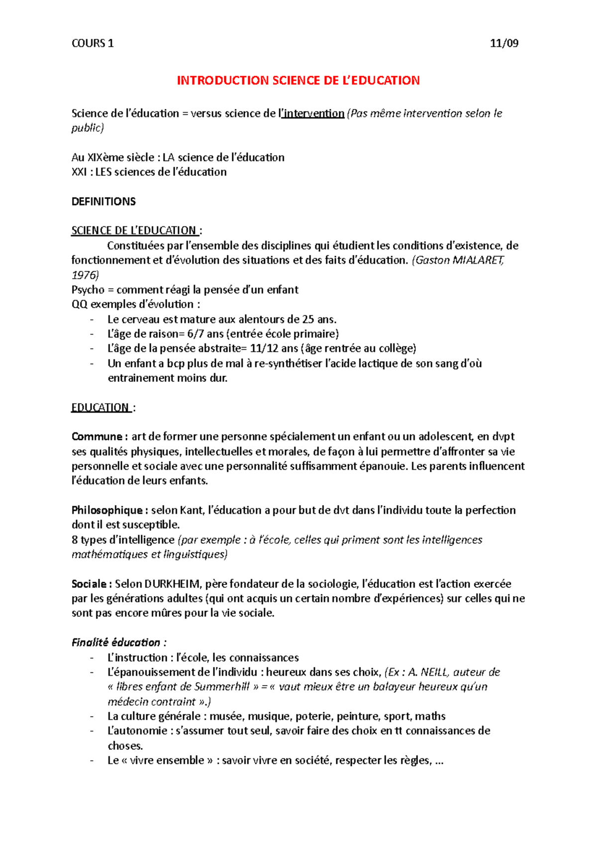 Introduction à la Science de l'Éducation : Concepts et Développements ...