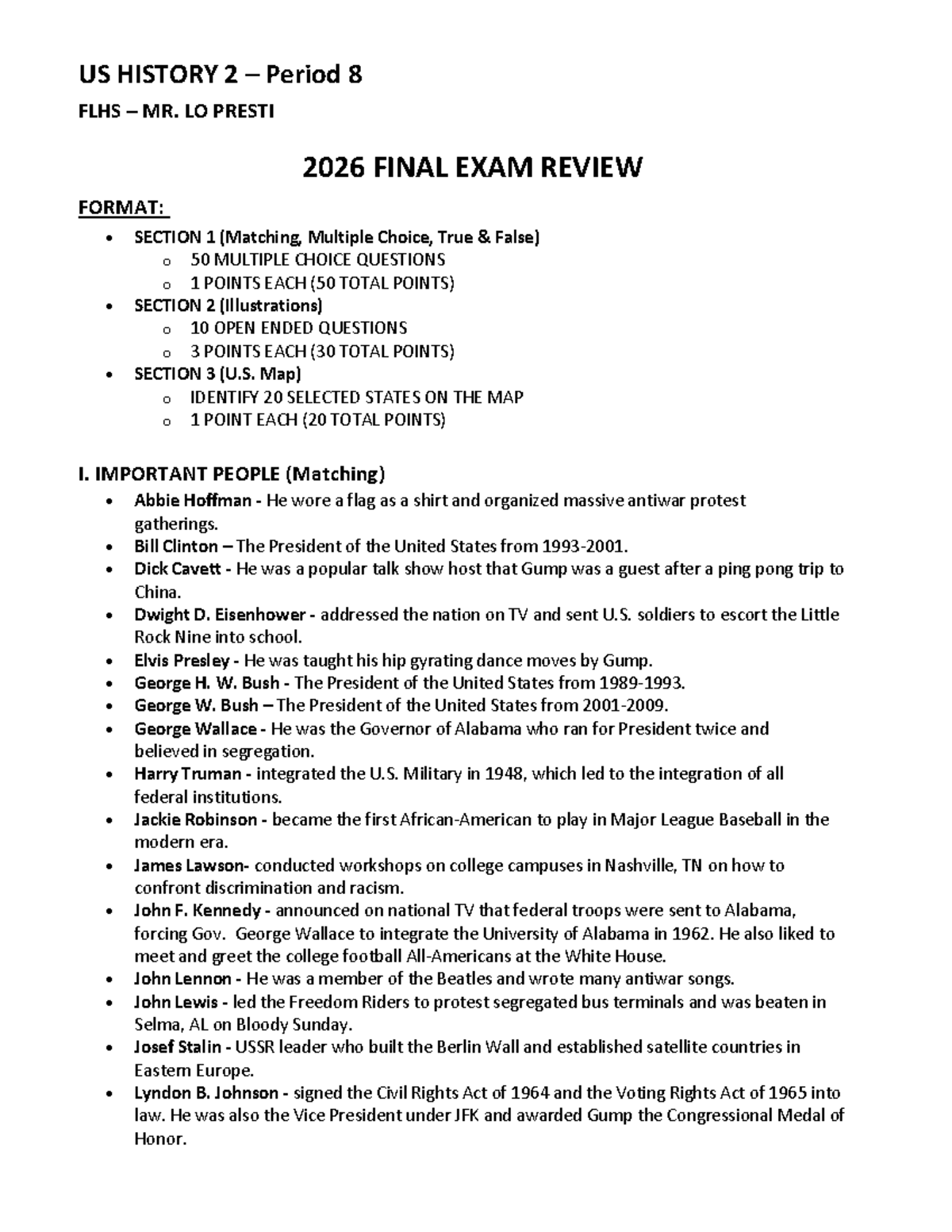 US History 2 - Period 8 Final Exam Review - Studocu