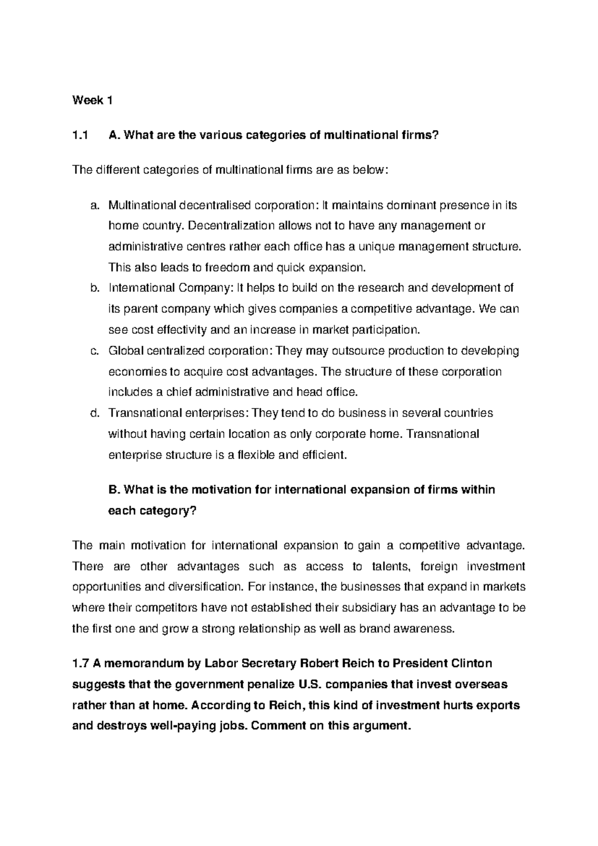 International Business Overview - Week 1 Study Material - Studocu