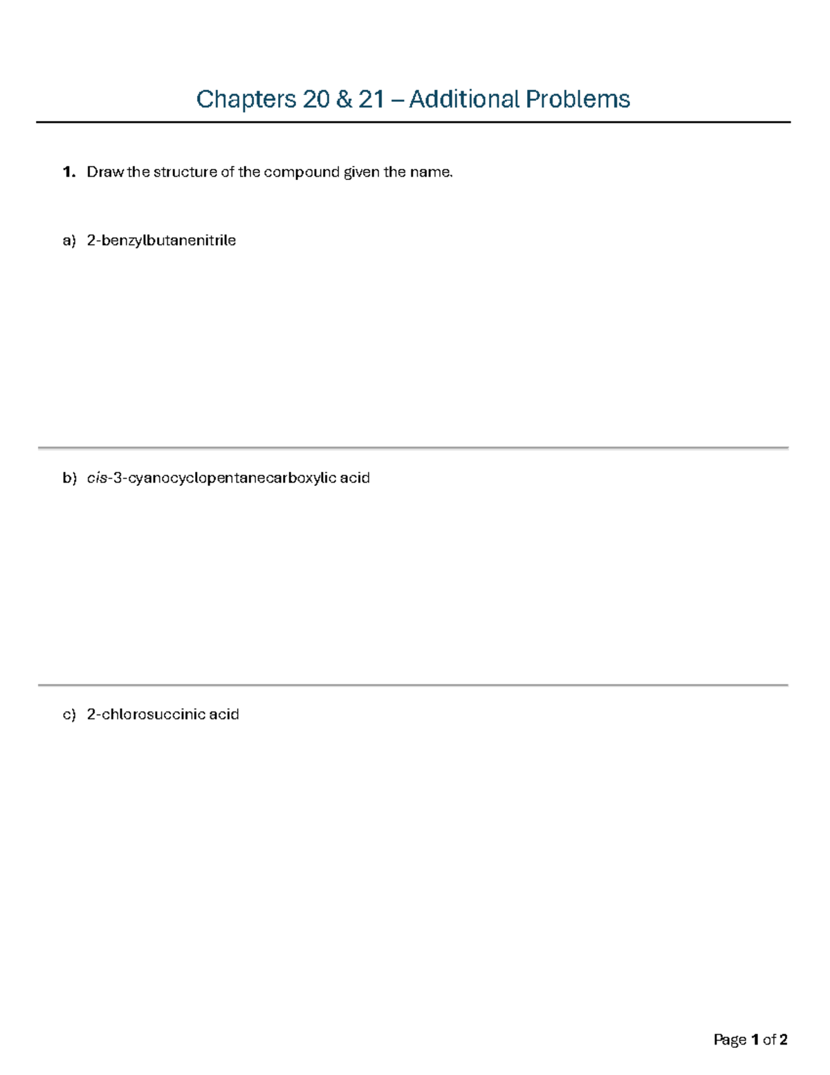 Chapters 20 & 21: Additional Problems & Mechanisms - Studocu