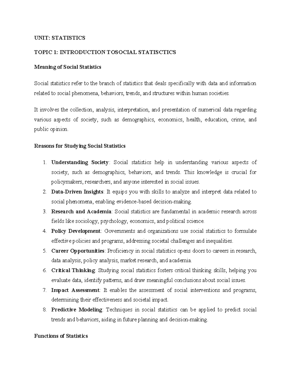 Statistics Notes By Mr. S. Wakoli, Kibabii University - UNIT ...