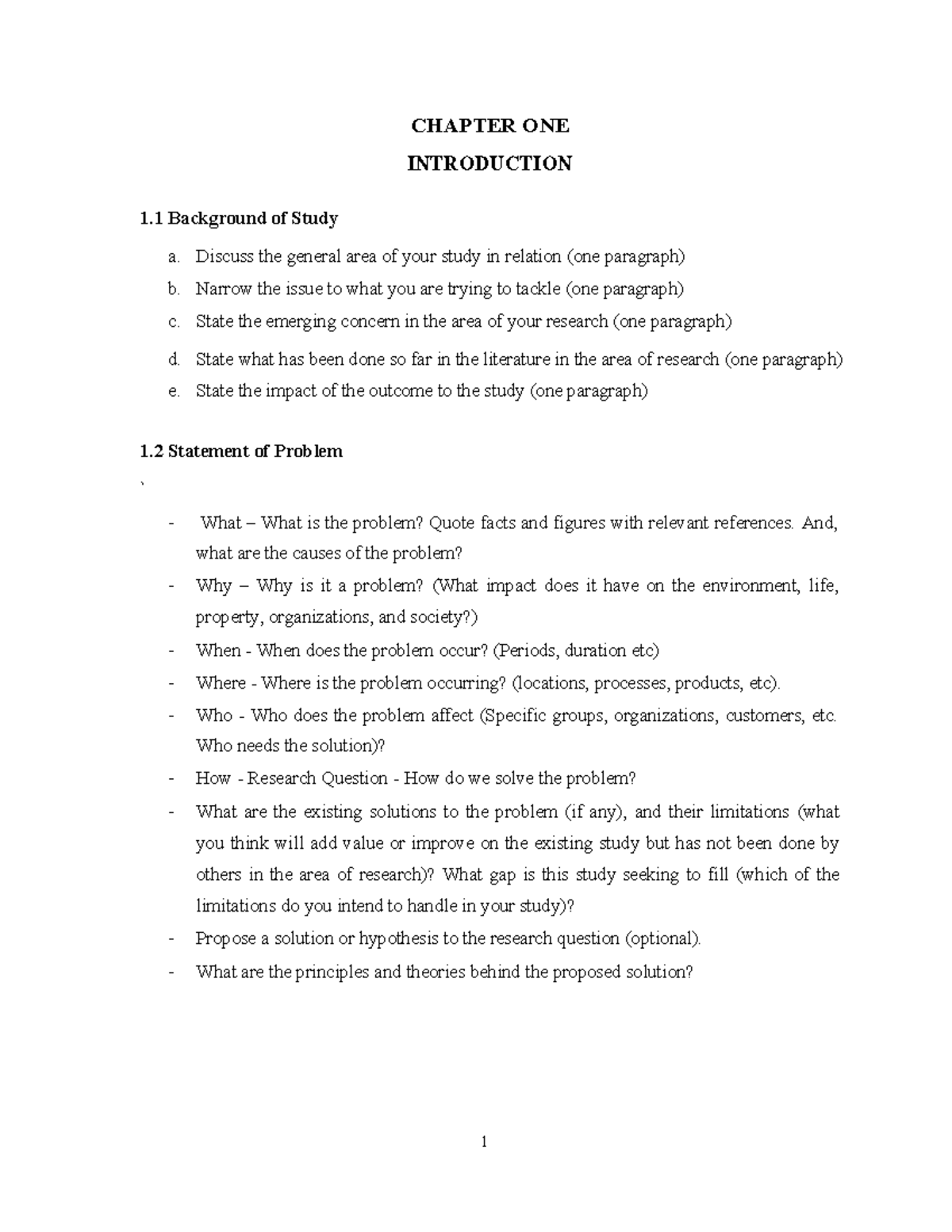 Research Guidelines for Project Development: Chapter Overview - Studocu