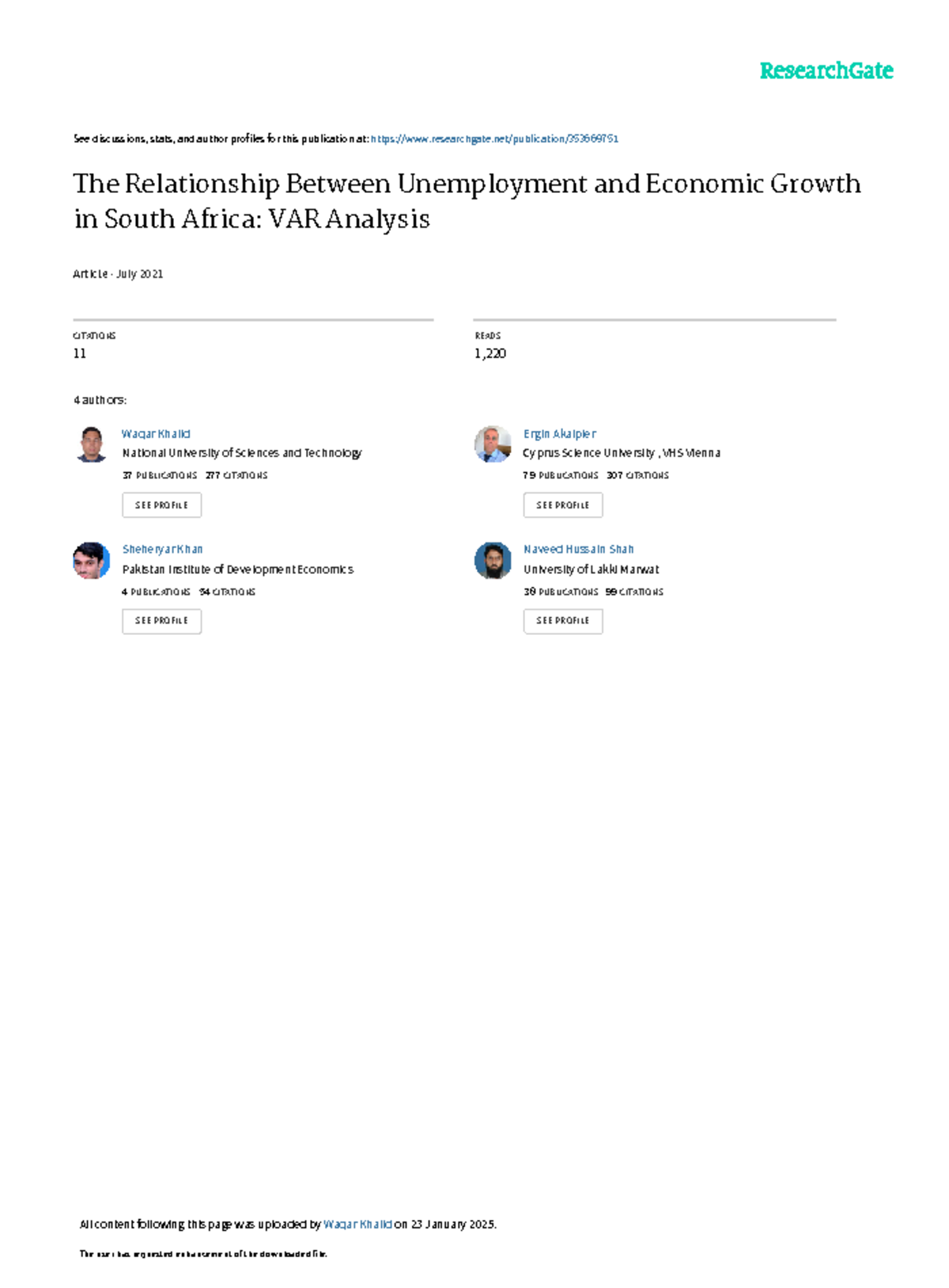 The Relationship Between Unemployment and Economic Growth in South ...