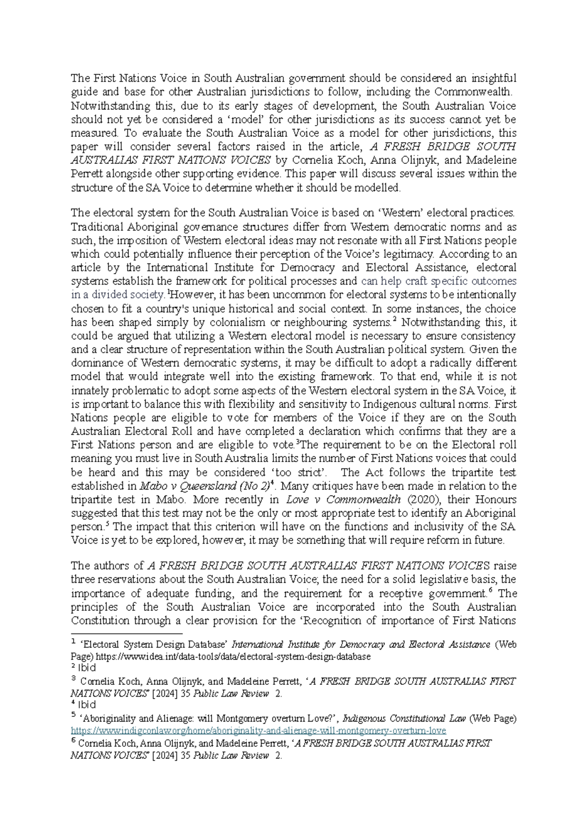 Assignment 2: Evaluating the South Australian First Nations Voice as a ...