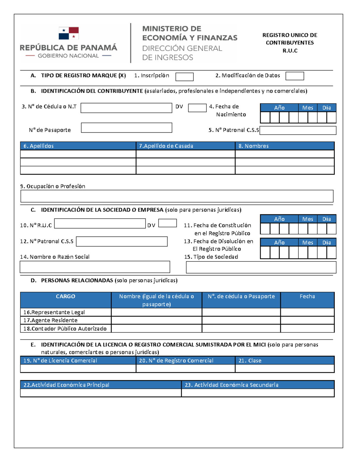 Formulario RUC - Proceso para obtención del RUC y datos del ...
