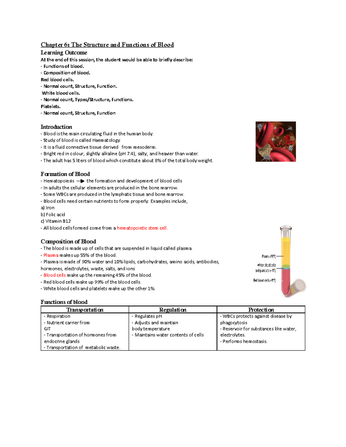 Chapter 6 - The Structure and Functions of Blood - Chapter 6: The ...