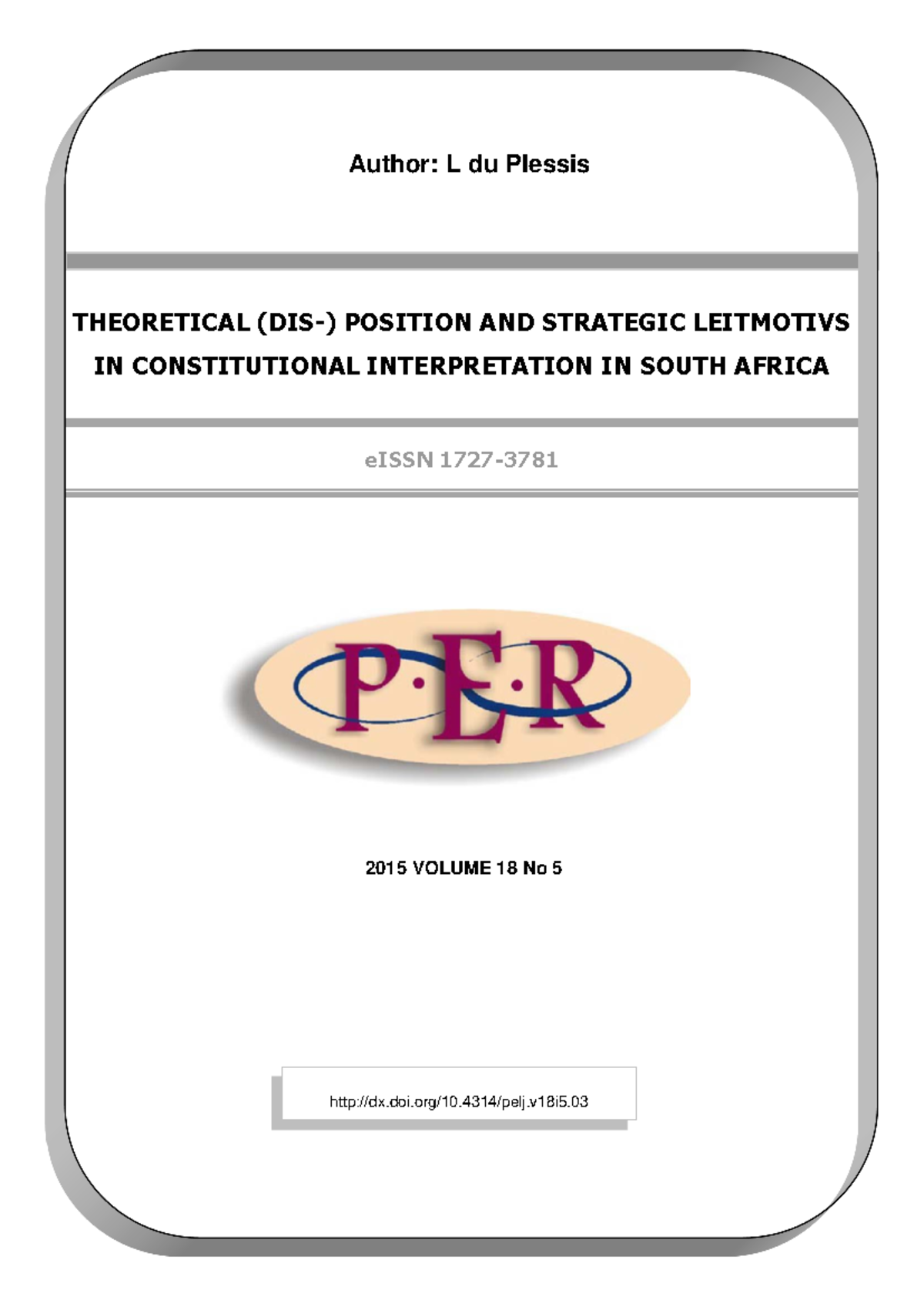 Theoretical Position and Strategic Leitmotivs in Constitutional ...