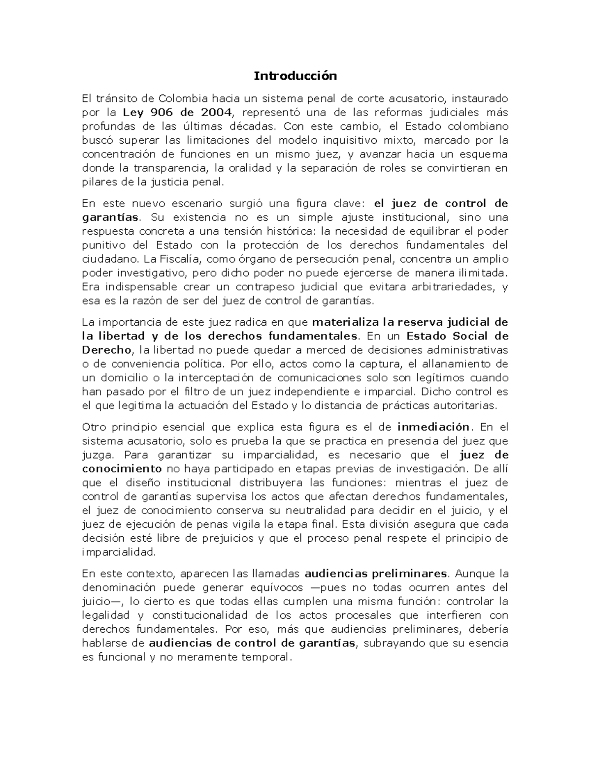 Introducción al Juez de Control de Garantías en el Sistema Penal ...