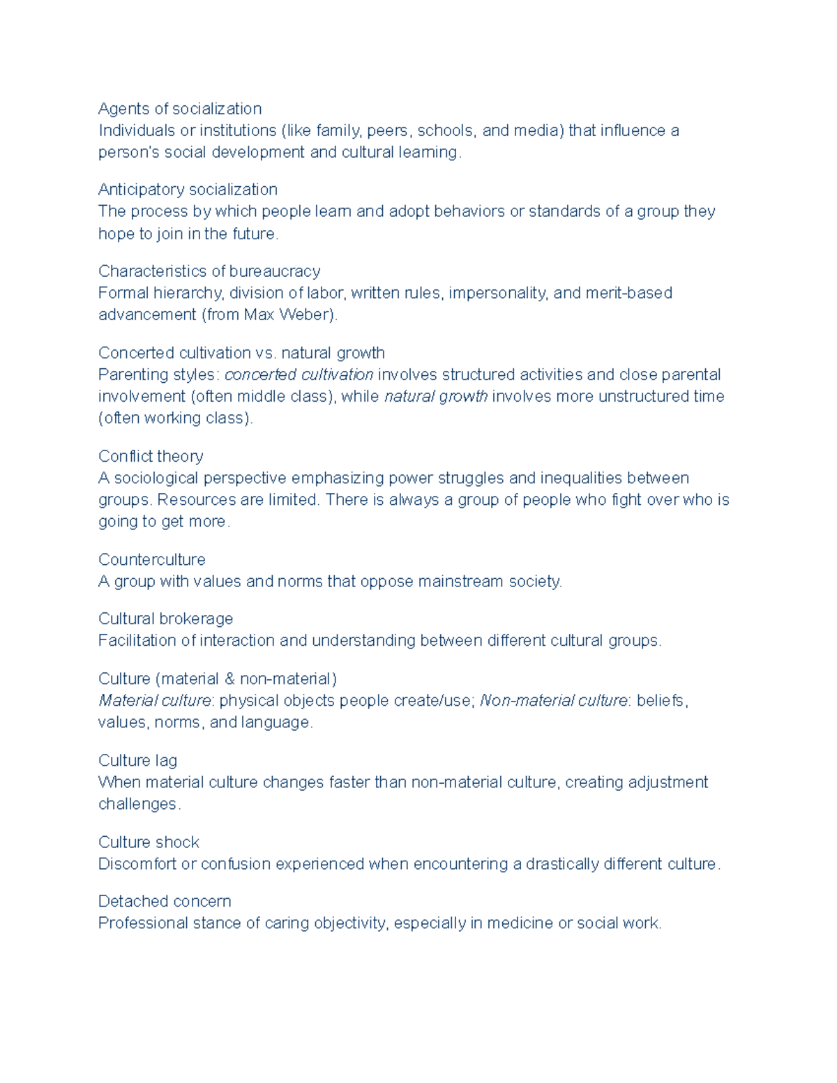 SOC 101 Midterm Study Guide: Social Development & Cultural Learning ...
