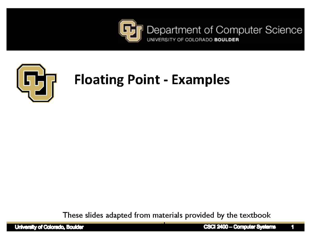 Floating Point Representation and Examples (CS 04b) - Studocu