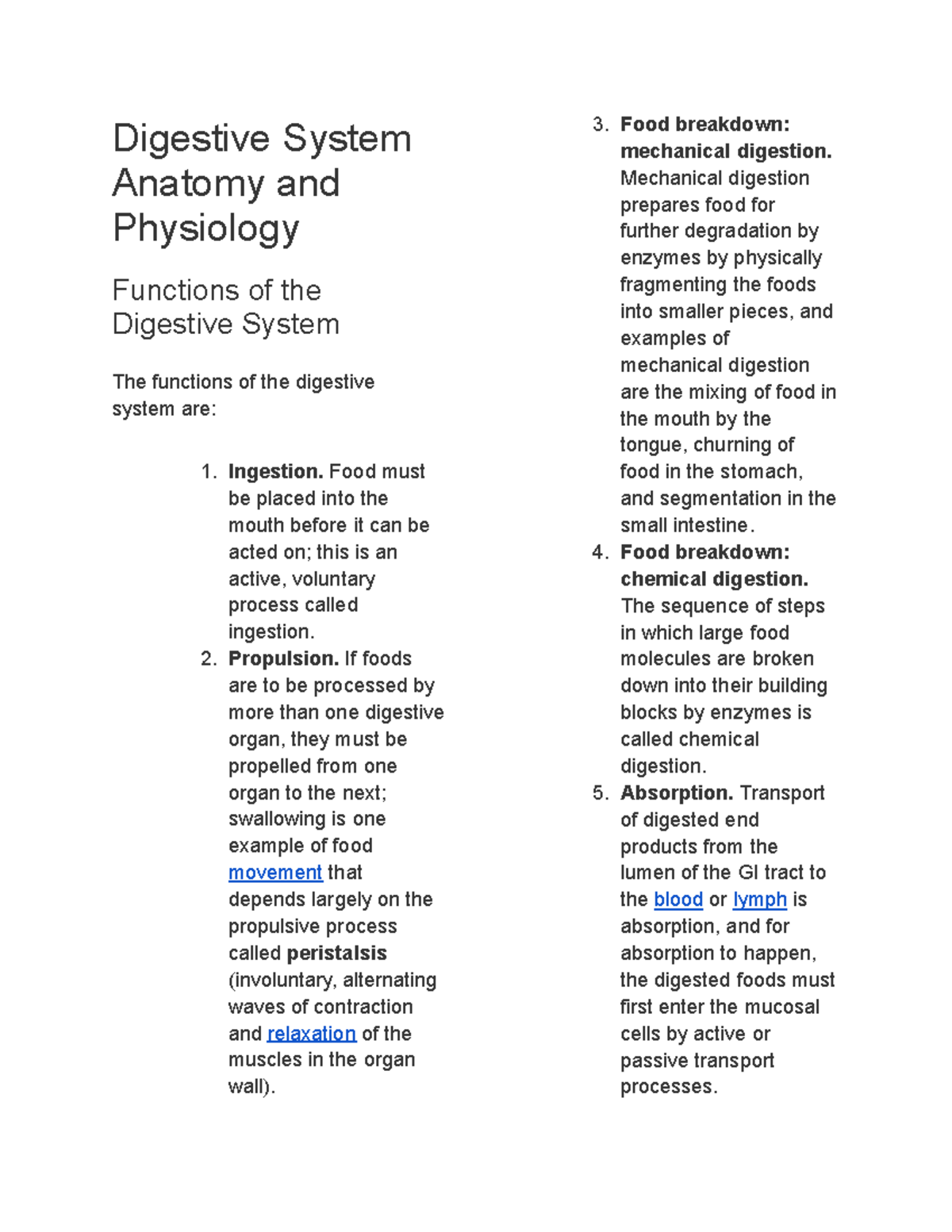 Digestive System Anatomy and Physiology - Digestive System Anatomy and ...