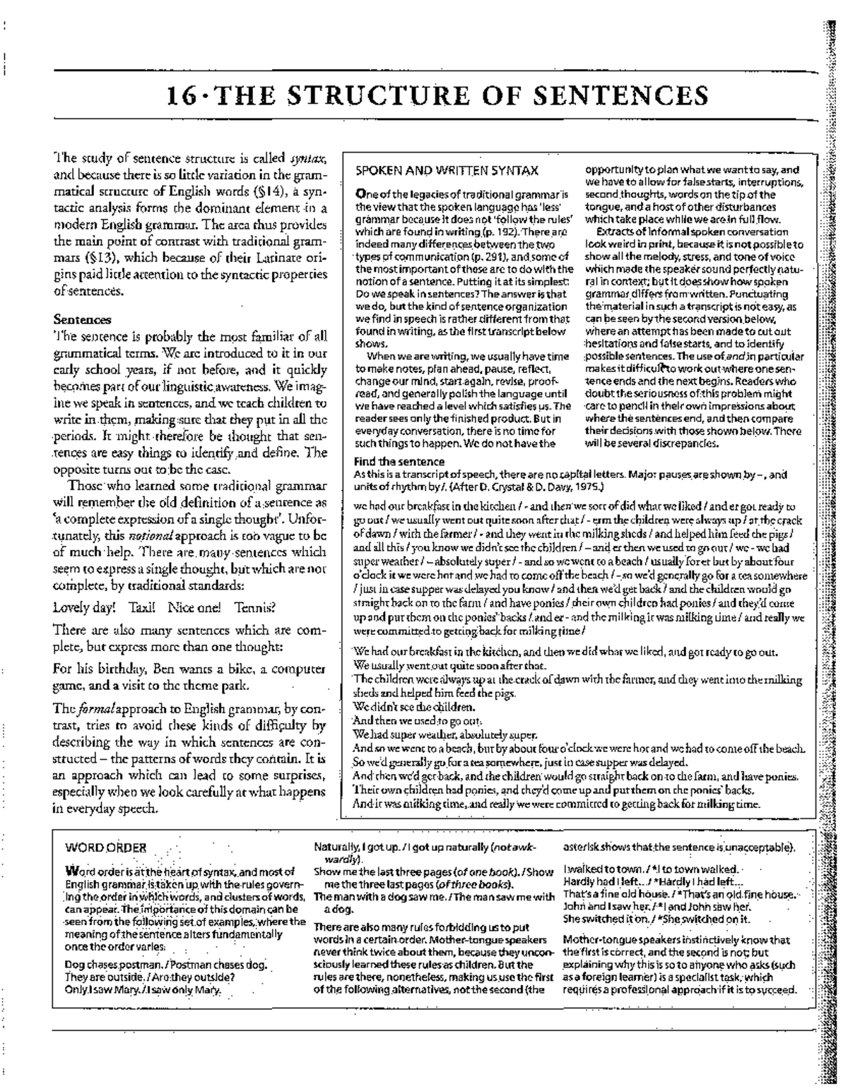 David Crystal Syntax and Sentence Structure - Chapter 16 Summary - Studocu