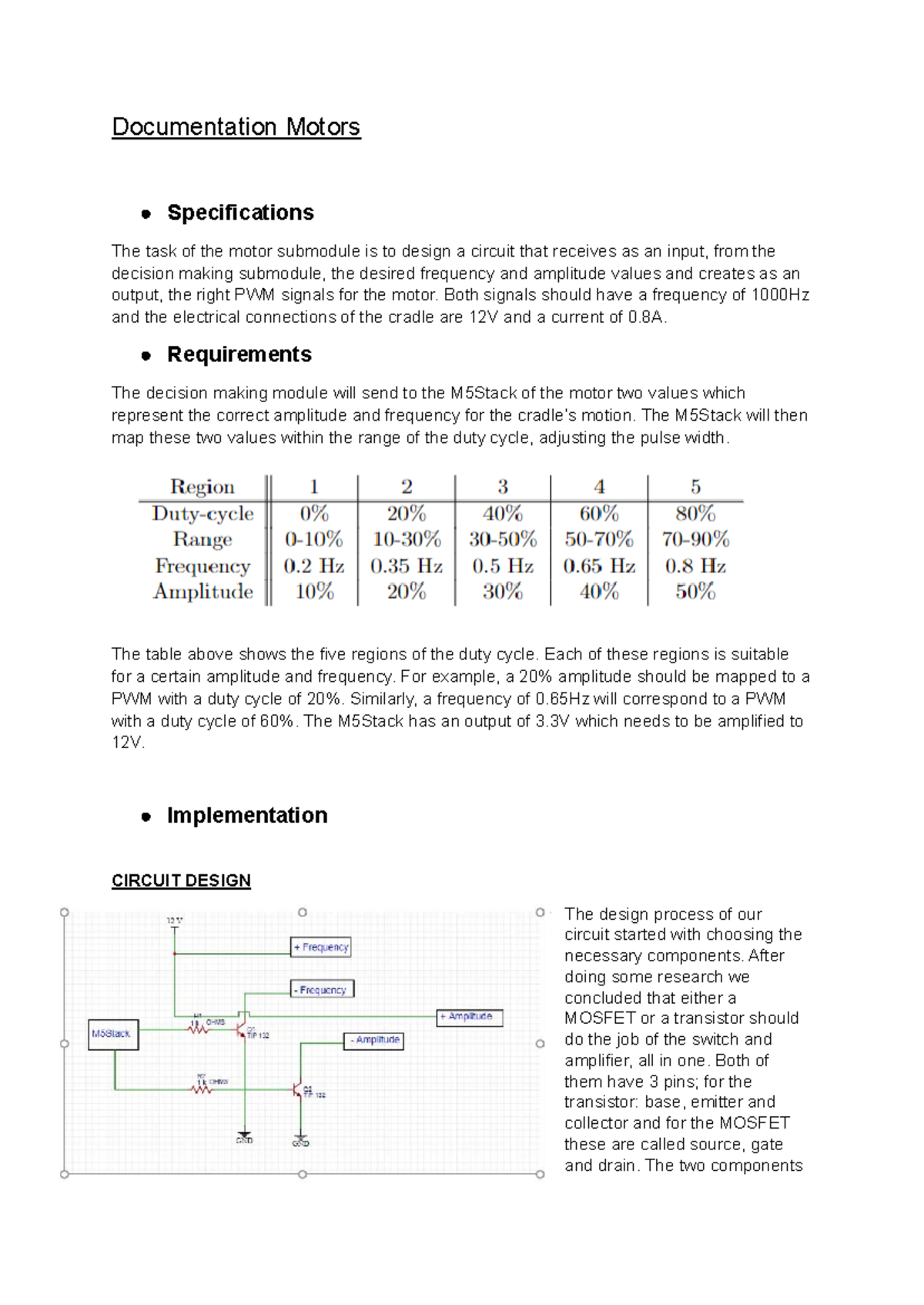 Documentation of Motor Circuit with Transistor Control - Studeersnel