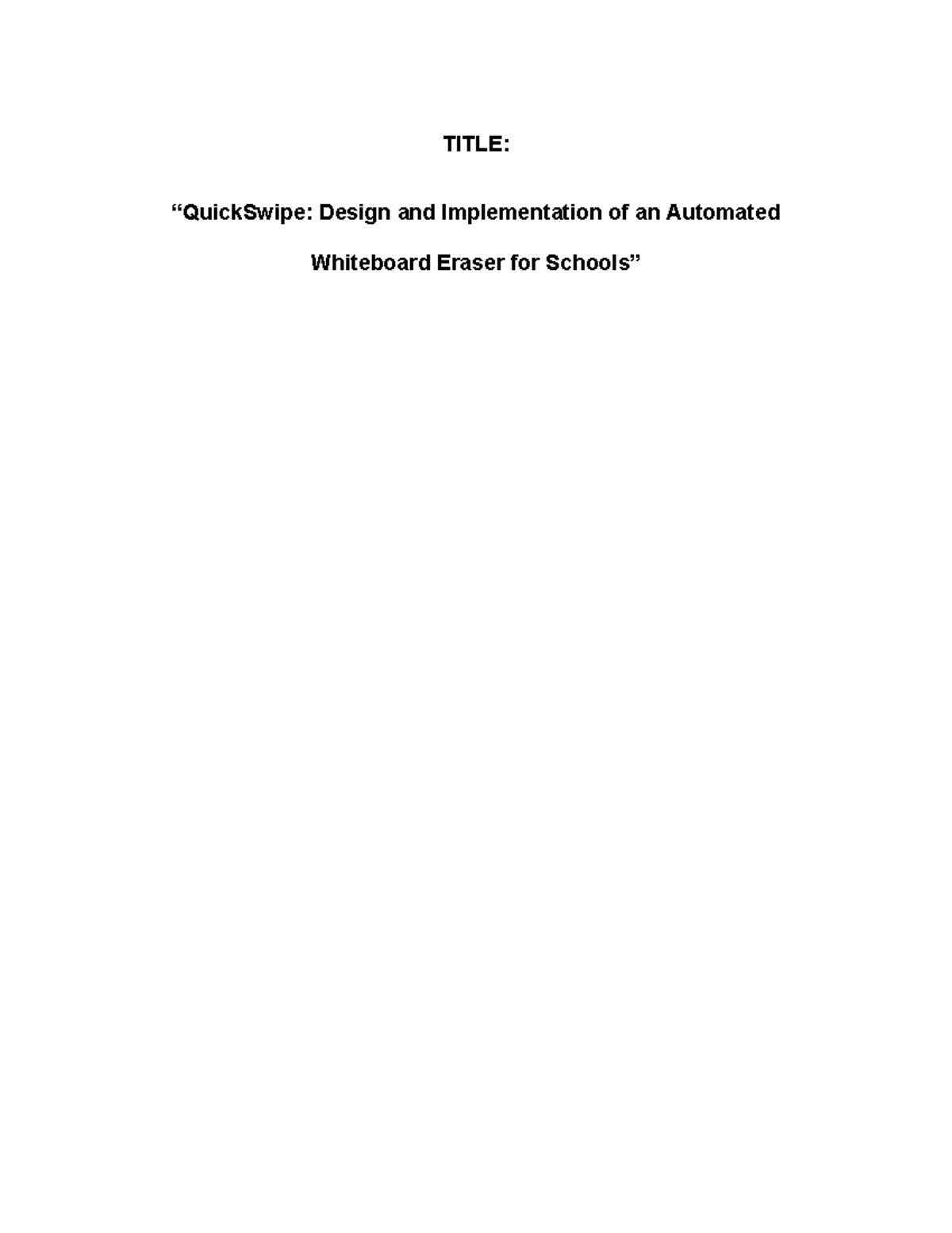Automated Whiteboard Eraser Design for CHAPTER 1: Problem Background ...